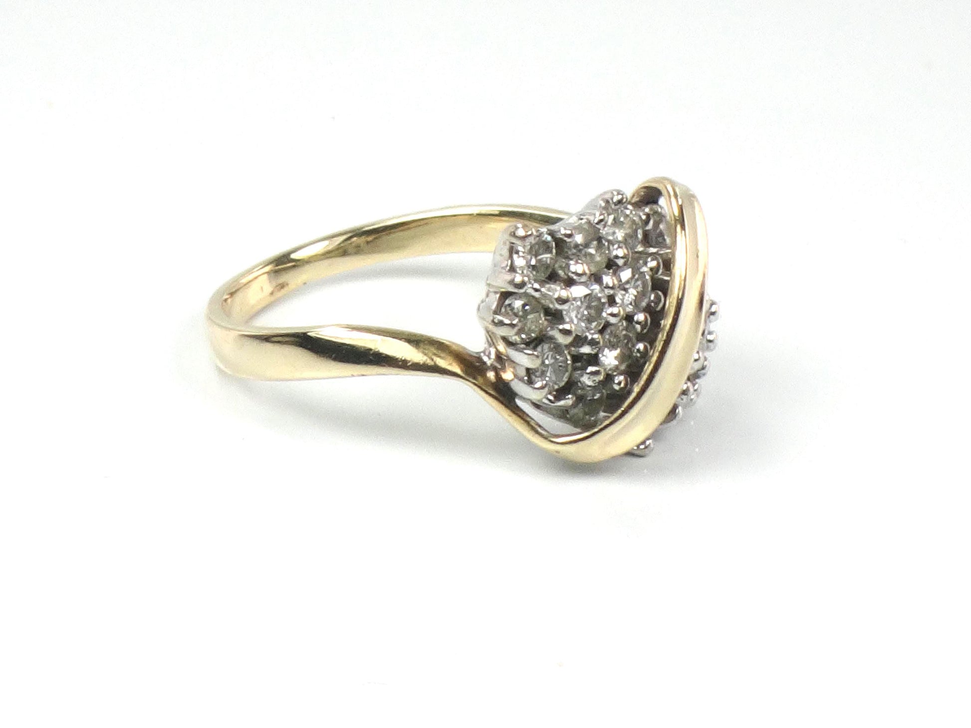 Vintage 14k Gold Diamond Cluster Pinky Ring Size 2.5-BelmarJewelers