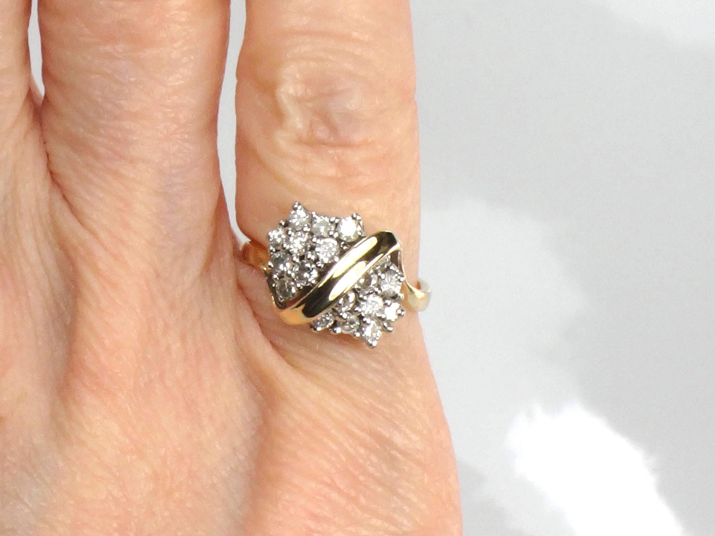 Vintage 14k Gold Diamond Cluster Pinky Ring Size 2.5-BelmarJewelers