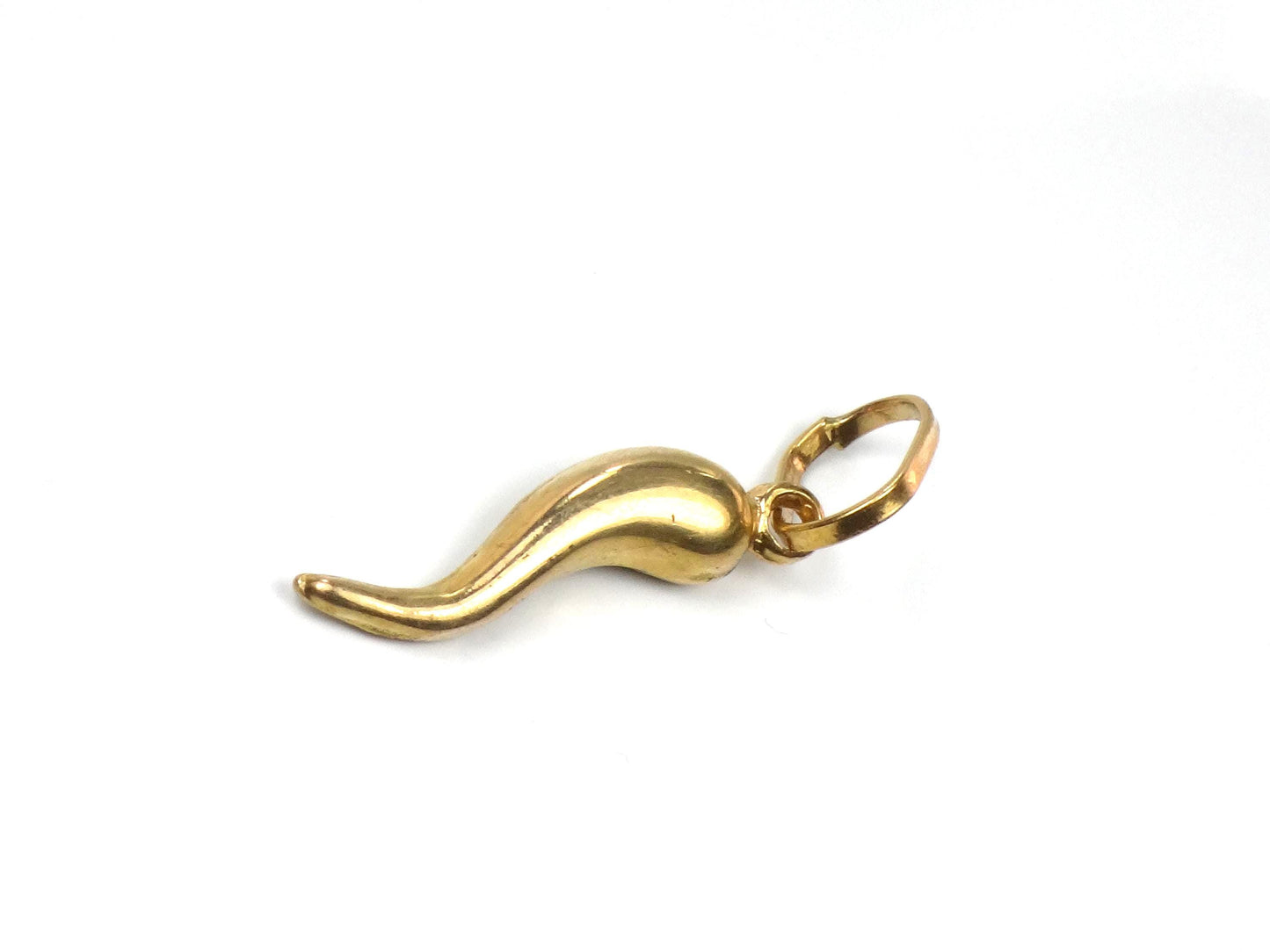 Vintage 18k Yellow Gold Italian Horn: Good Luck Charm Cornicello Pendant-BelmarJewelers