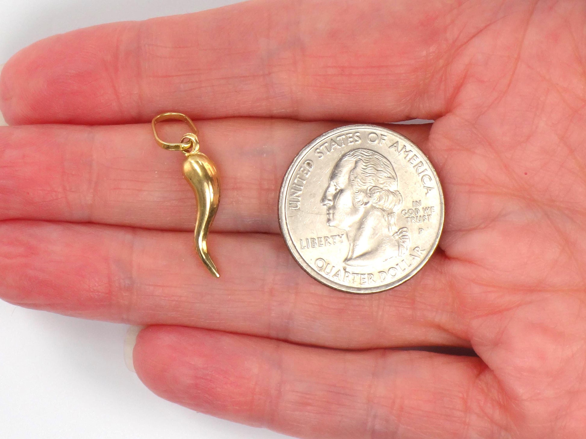 Vintage 18k Yellow Gold Italian Horn: Good Luck Charm Cornicello Pendant-BelmarJewelers