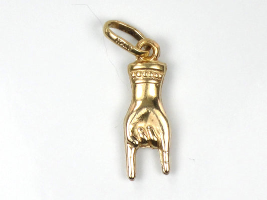 Vintage 14k Yellow Gold Italian Hand Charm, Good Luck Pendant-BelmarJewelers