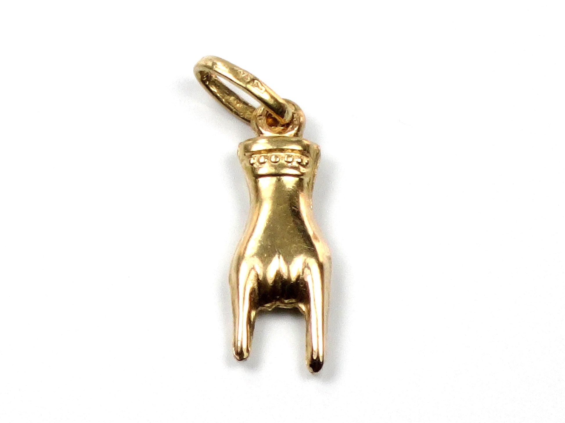 Vintage 14k Yellow Gold Italian Hand Charm, Good Luck Pendant-BelmarJewelers