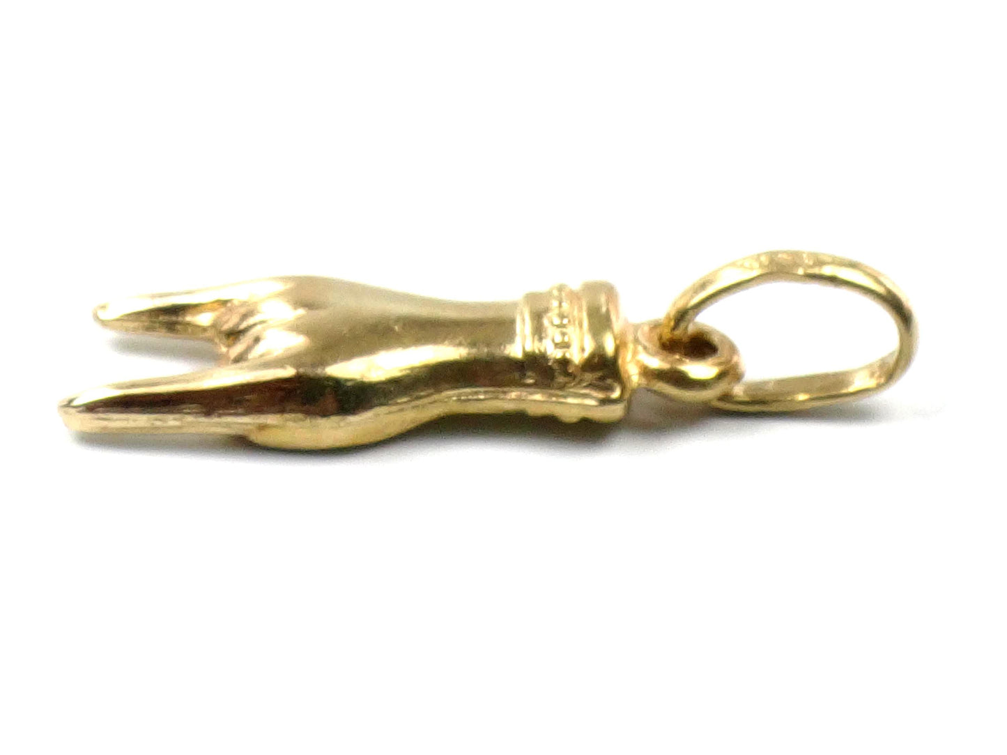 Vintage 14k Yellow Gold Italian Hand Charm, Good Luck Pendant-BelmarJewelers