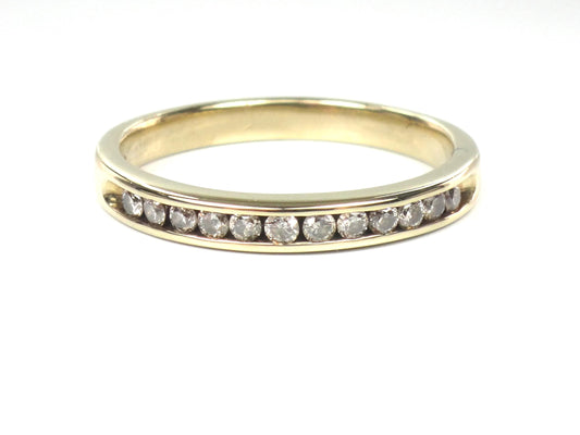 Vintage Thin 10k Yellow Gold Diamond Wedding Band, Size 6.75-BelmarJewelers