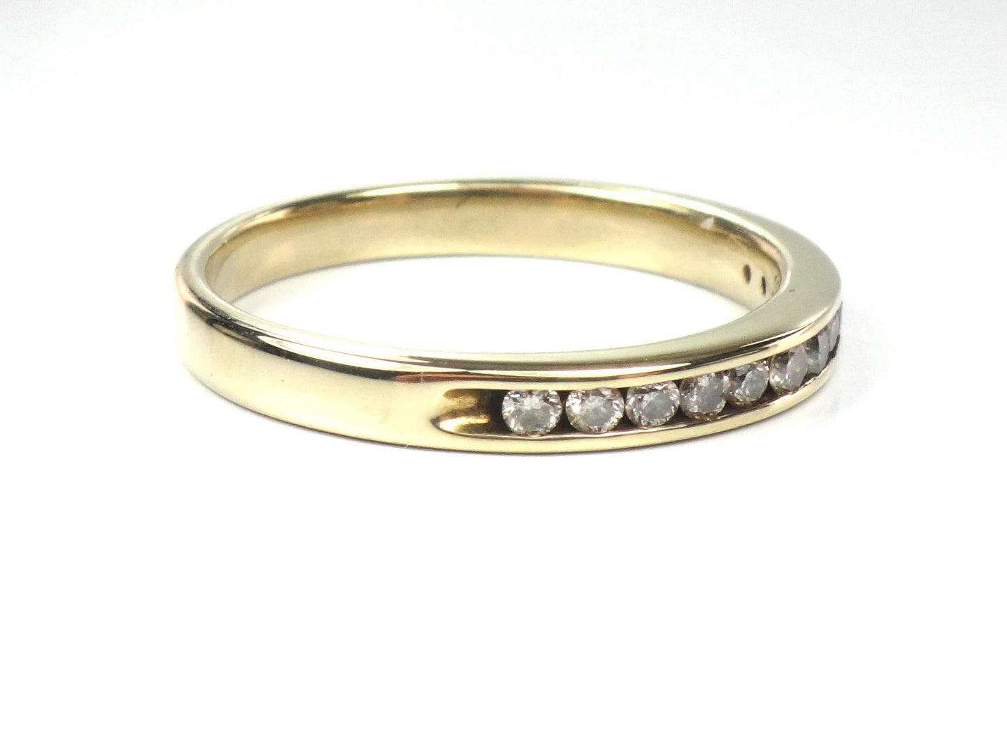 Vintage Thin 10k Yellow Gold Diamond Wedding Band, Size 6.75-BelmarJewelers