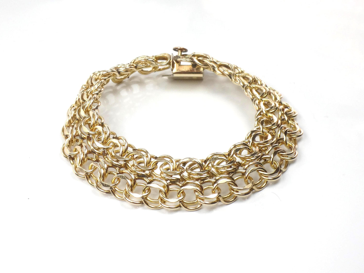 Vintage Wide 12k Gold Filled Charm Bracelet, 7 5/8"-BelmarJewelers