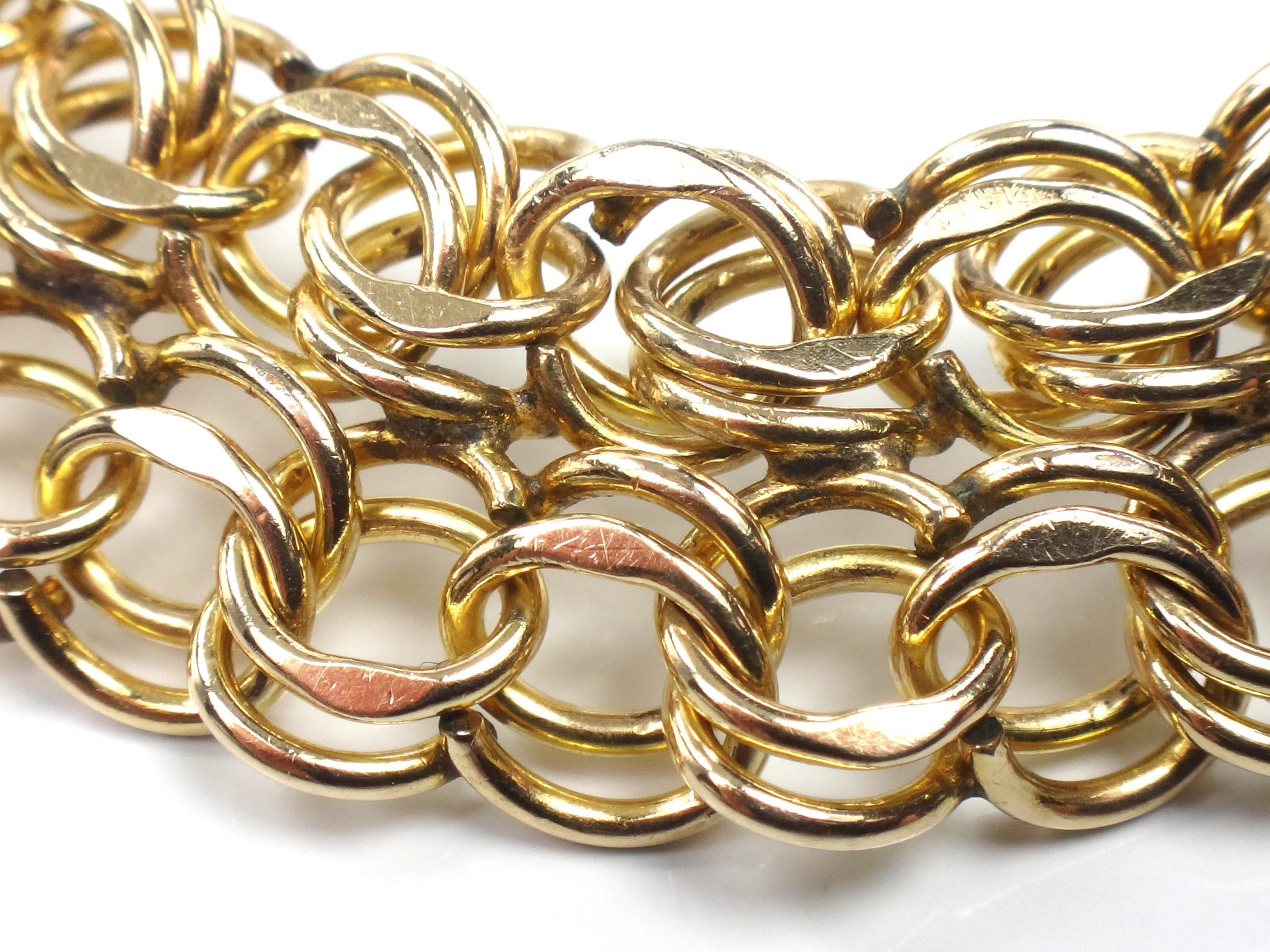Vintage Wide 12k Gold Filled Charm Bracelet, 7 5/8"-BelmarJewelers