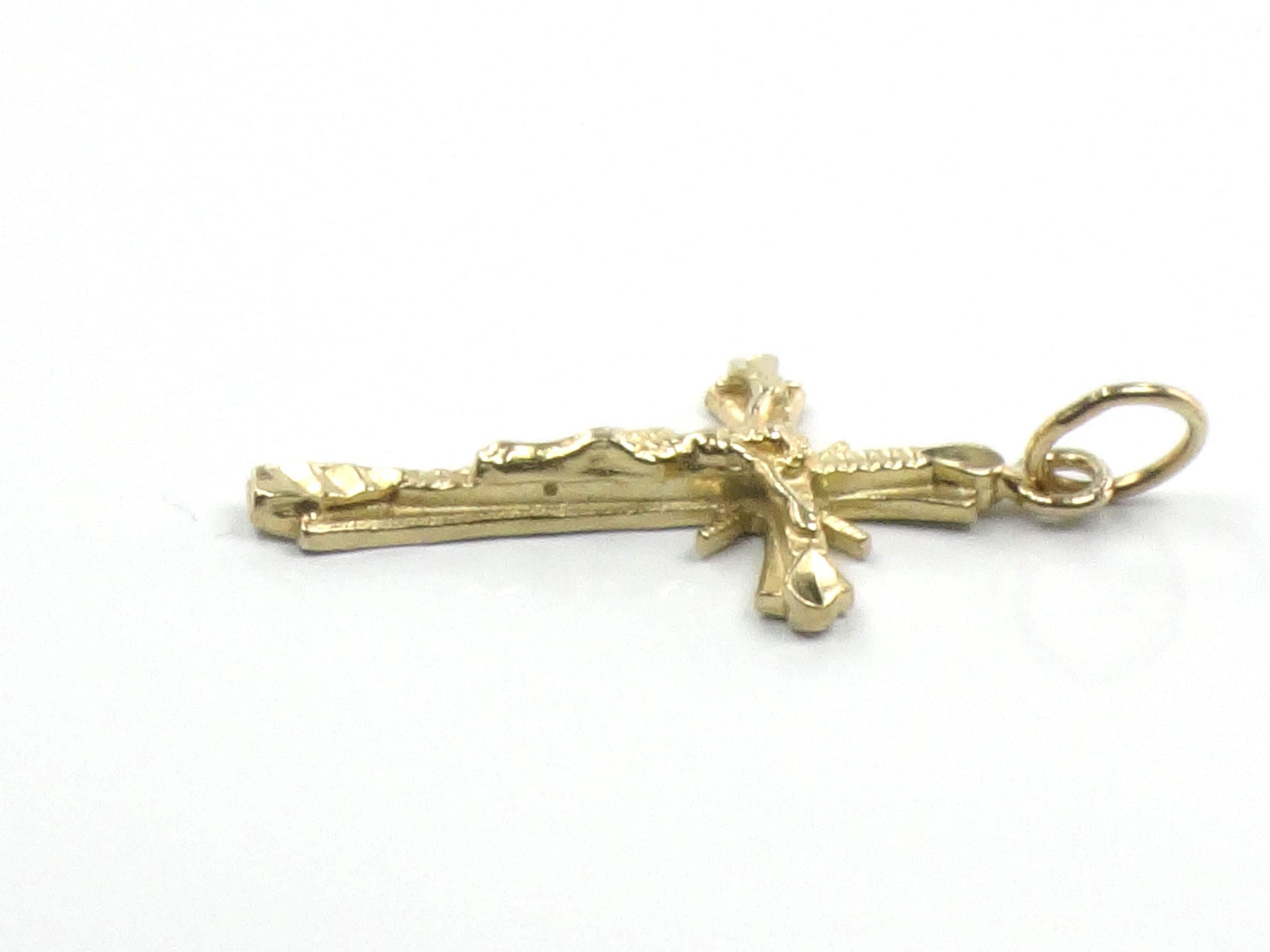 Vintage Small 14k Yellow Gold Crucifix Cross Pendant-BelmarJewelers