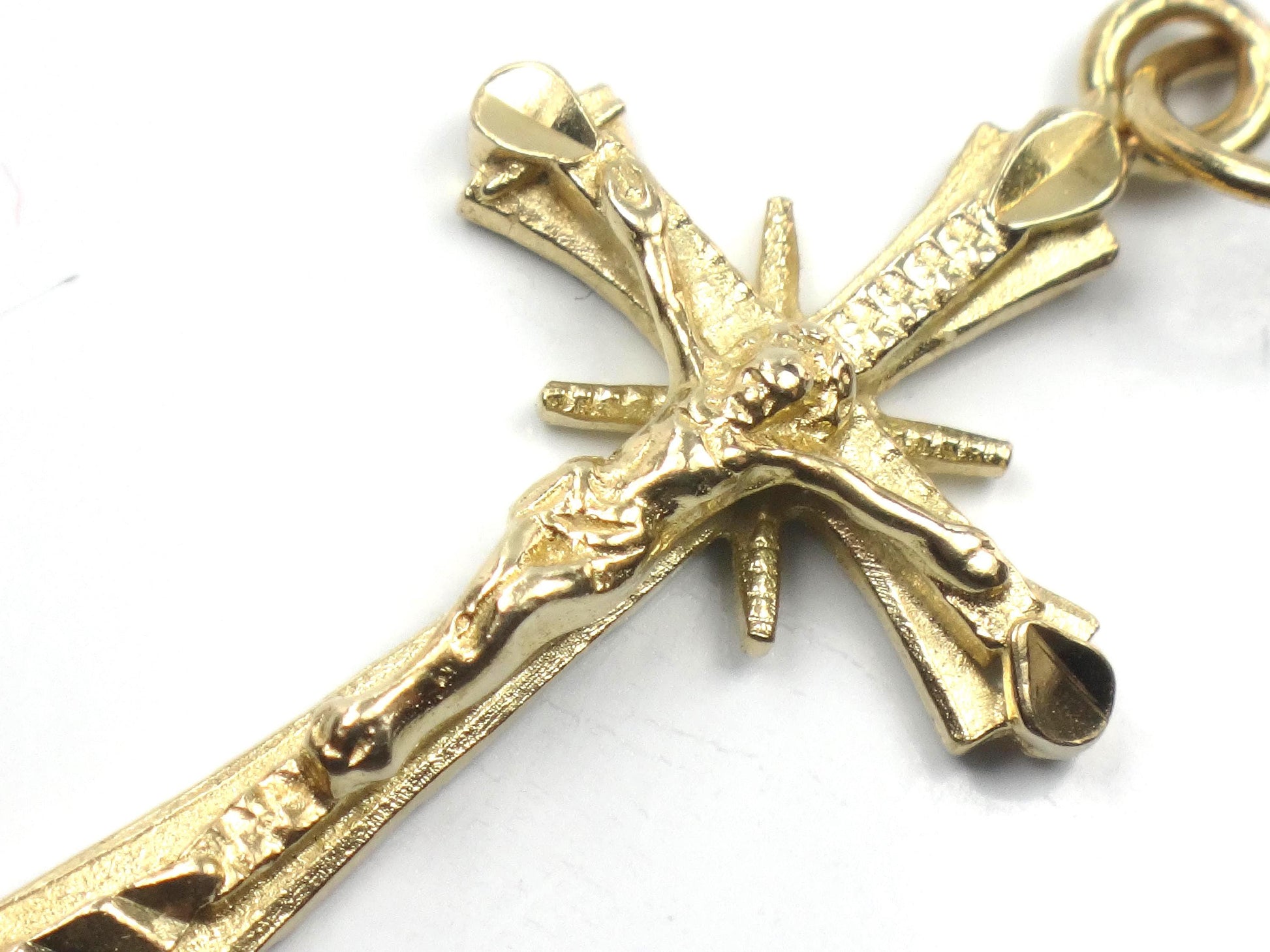 Vintage Small 14k Yellow Gold Crucifix Cross Pendant-BelmarJewelers