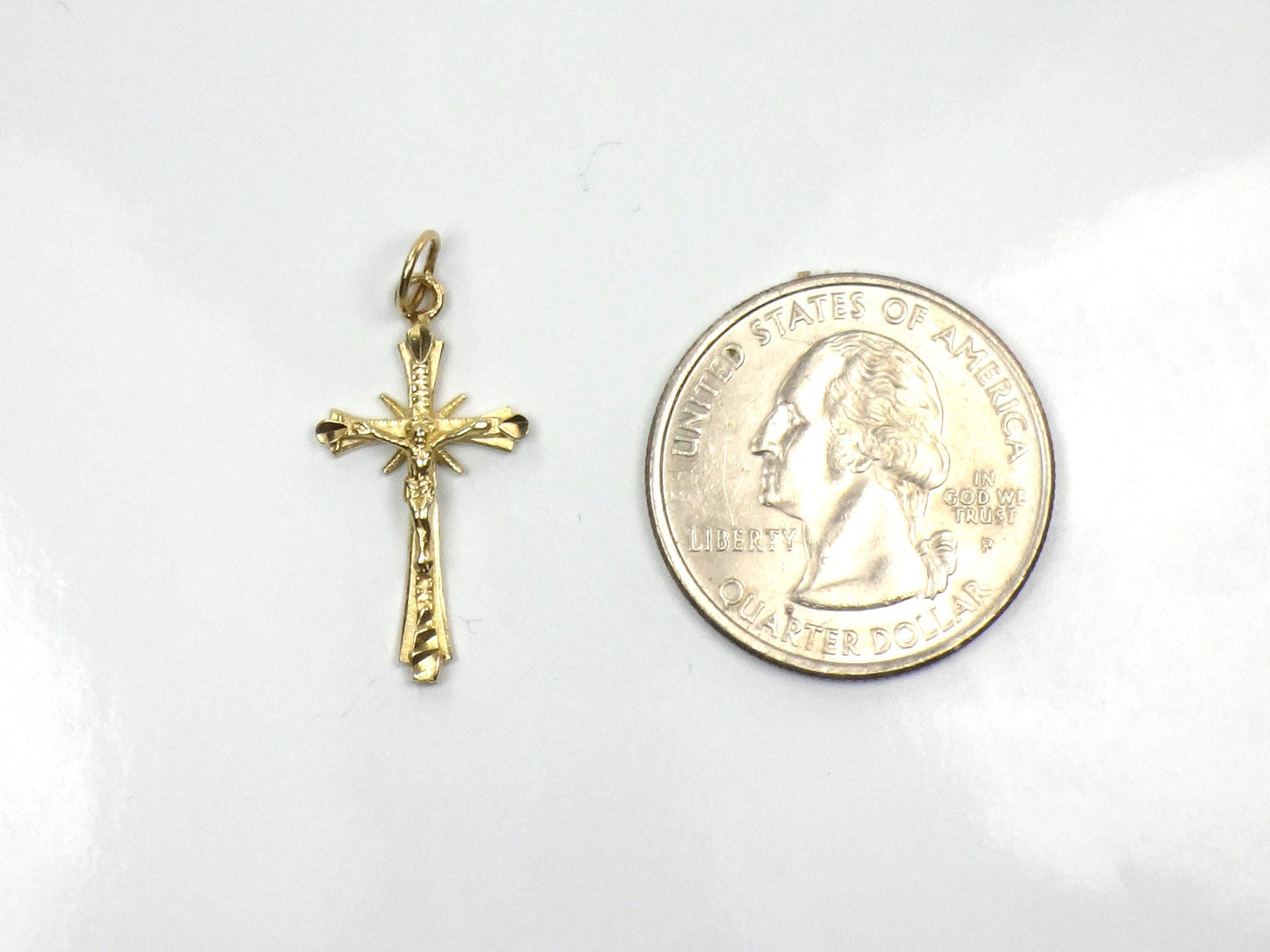 Vintage Small 14k Yellow Gold Crucifix Cross Pendant-BelmarJewelers