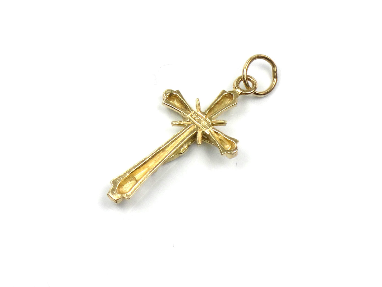 Vintage Small 14k Yellow Gold Crucifix Cross Pendant-BelmarJewelers