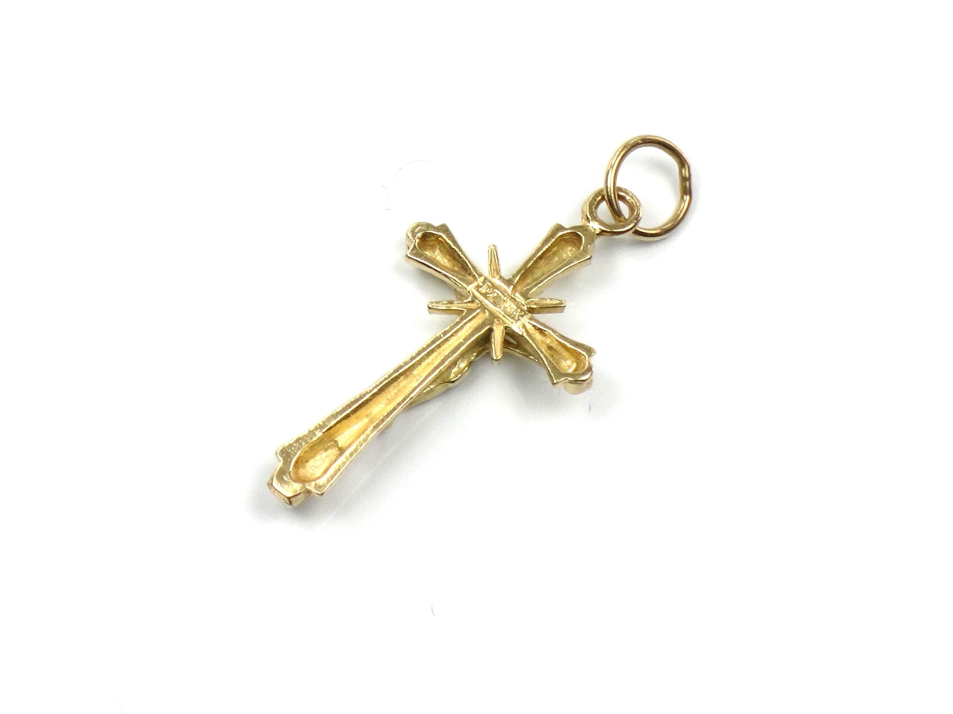 Vintage Small 14k Yellow Gold Crucifix Cross Pendant-BelmarJewelers