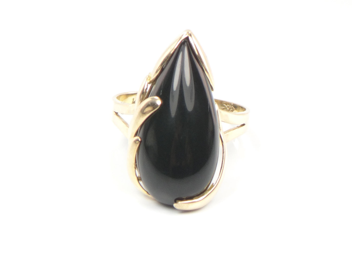 Vintage 14k Yellow Gold Black Onyx Ring, Size 6.75-BelmarJewelers
