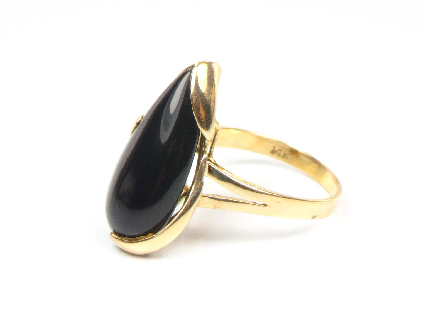 Vintage 14k Yellow Gold Black Onyx Ring, Size 6.75-BelmarJewelers