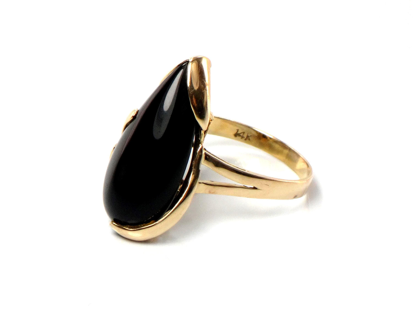 Vintage 14k Yellow Gold Black Onyx Ring, Size 6.75-BelmarJewelers