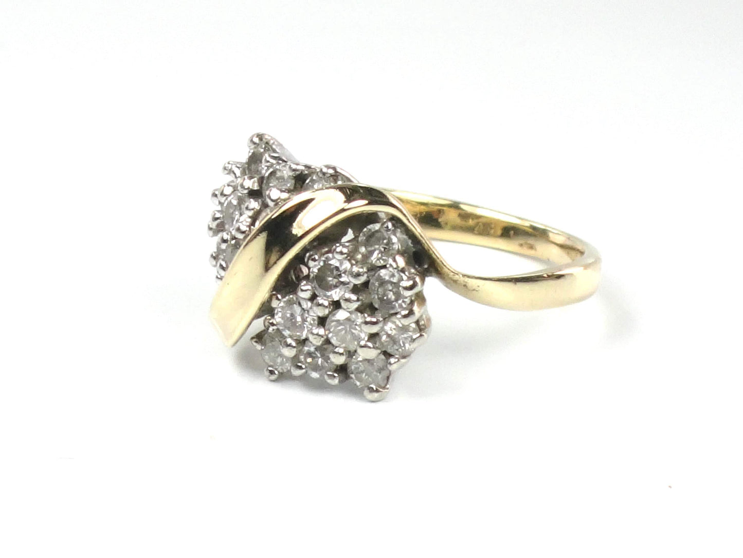 Vintage 14k Gold Diamond Cluster Pinky Ring Size 2.5-BelmarJewelers