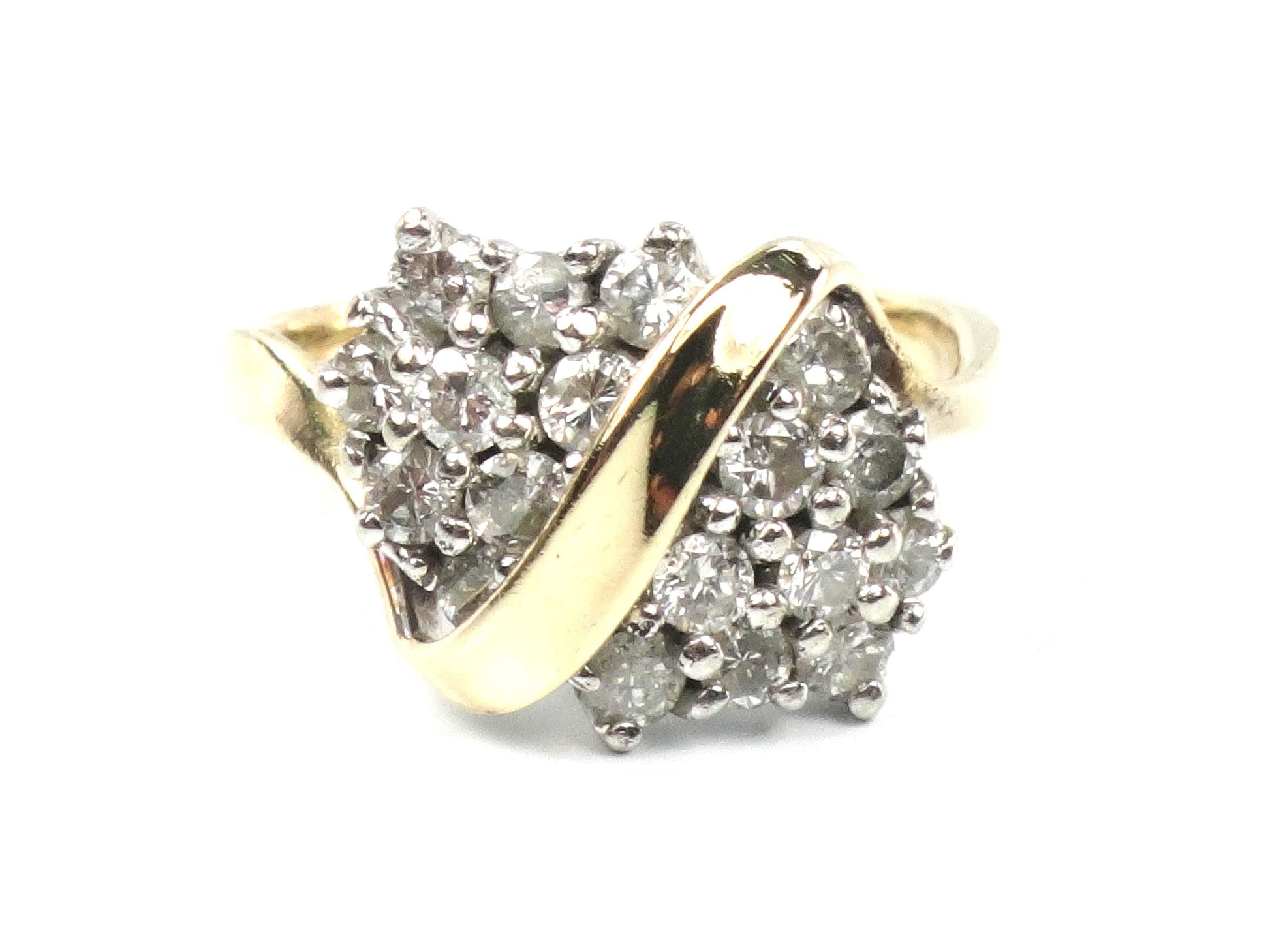 Vintage 14k Gold Diamond Cluster Pinky Ring Size 2.5-BelmarJewelers