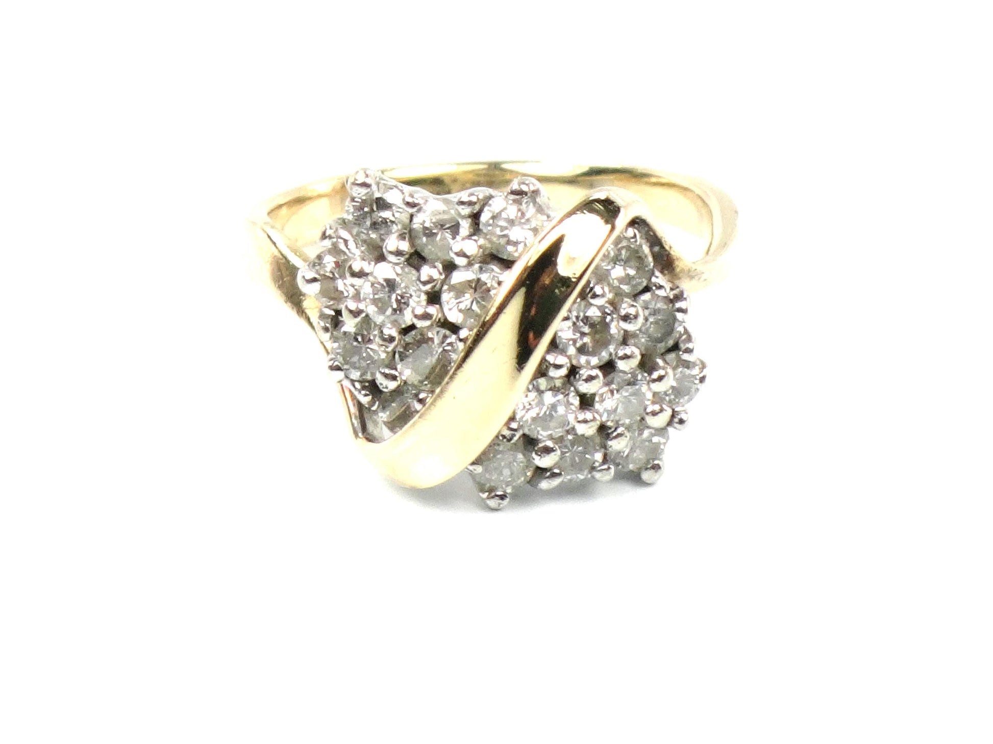 Vintage 14k Gold Diamond Cluster Pinky Ring Size 2.5-BelmarJewelers