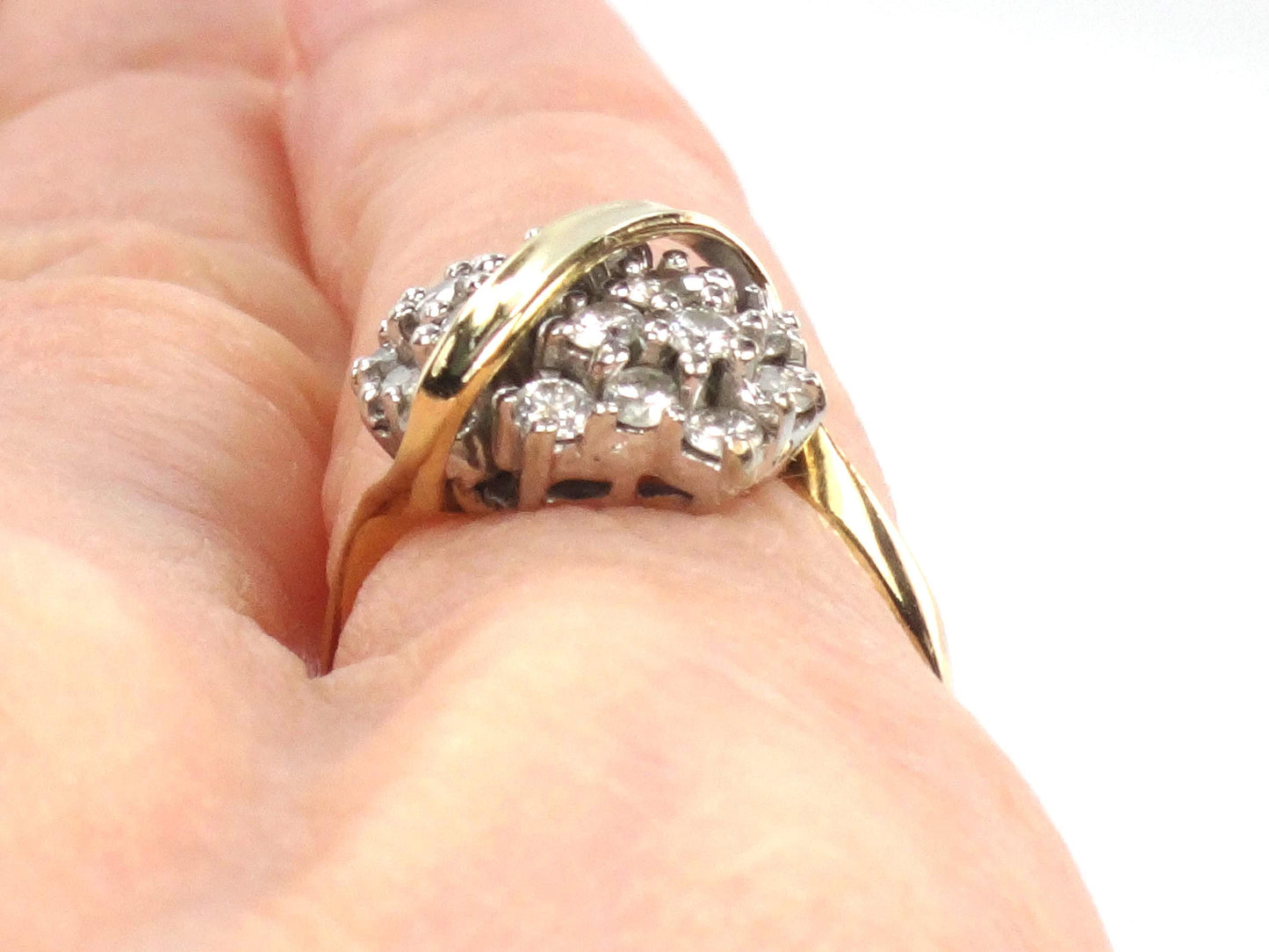 Vintage 14k Gold Diamond Cluster Pinky Ring Size 2.5-BelmarJewelers
