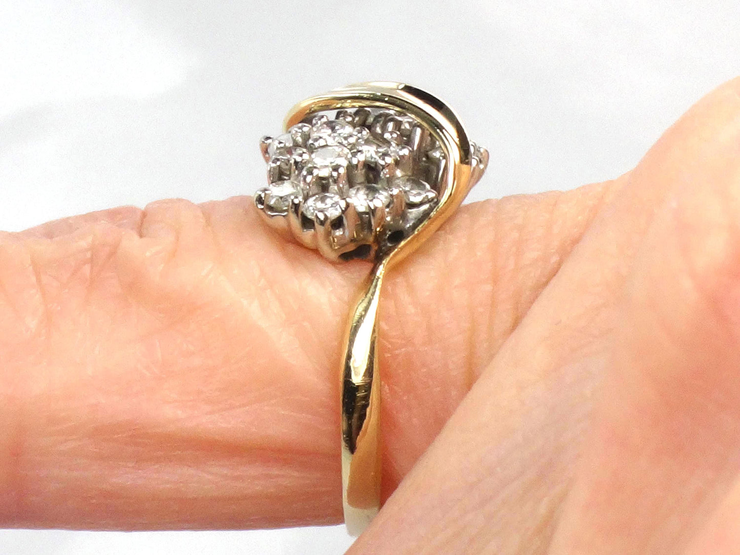 Vintage 14k Gold Diamond Cluster Pinky Ring Size 2.5-BelmarJewelers