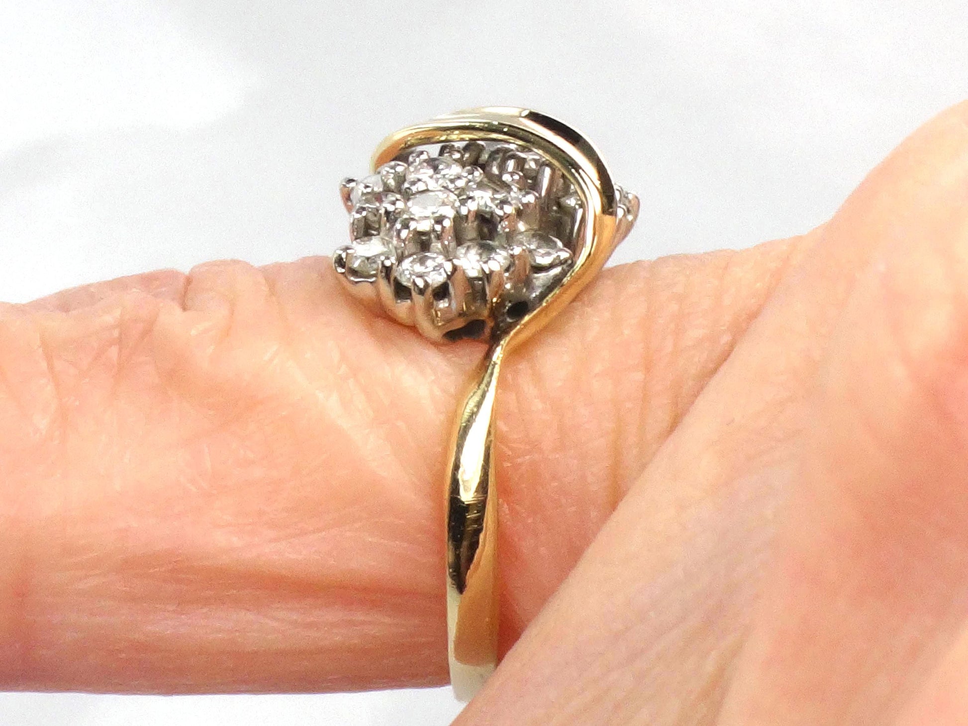 Vintage 14k Gold Diamond Cluster Pinky Ring Size 2.5-BelmarJewelers