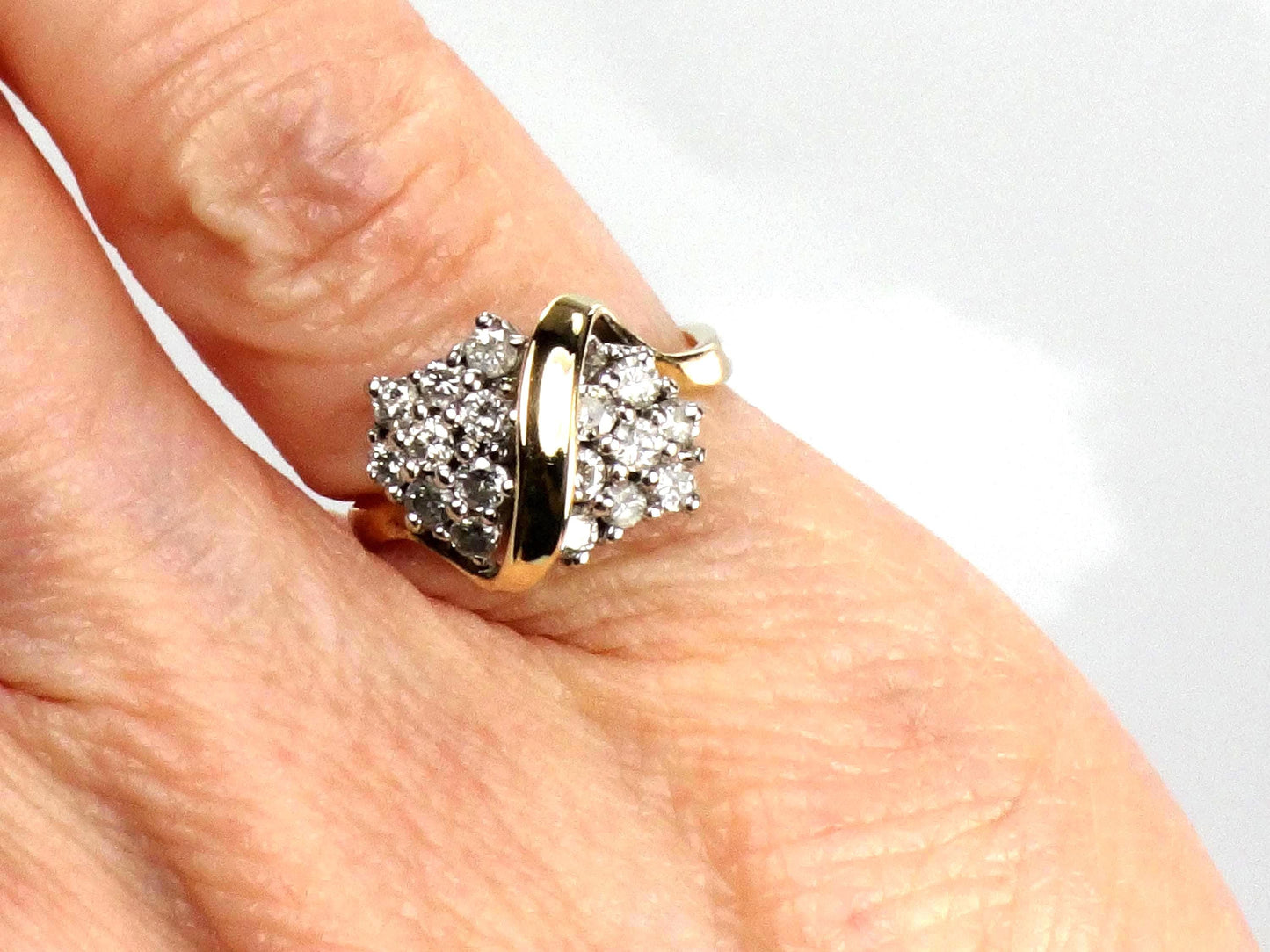 Vintage 14k Gold Diamond Cluster Pinky Ring Size 2.5-BelmarJewelers