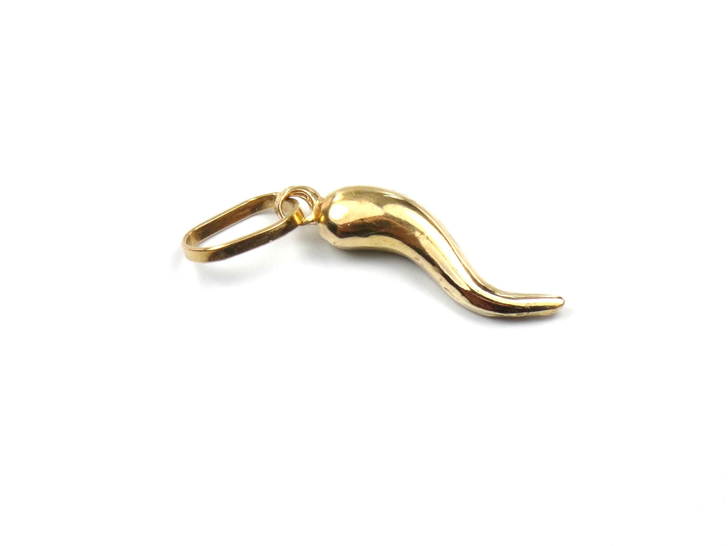 Vintage 18k Yellow Gold Italian Horn: Good Luck Charm Cornicello Pendant-BelmarJewelers