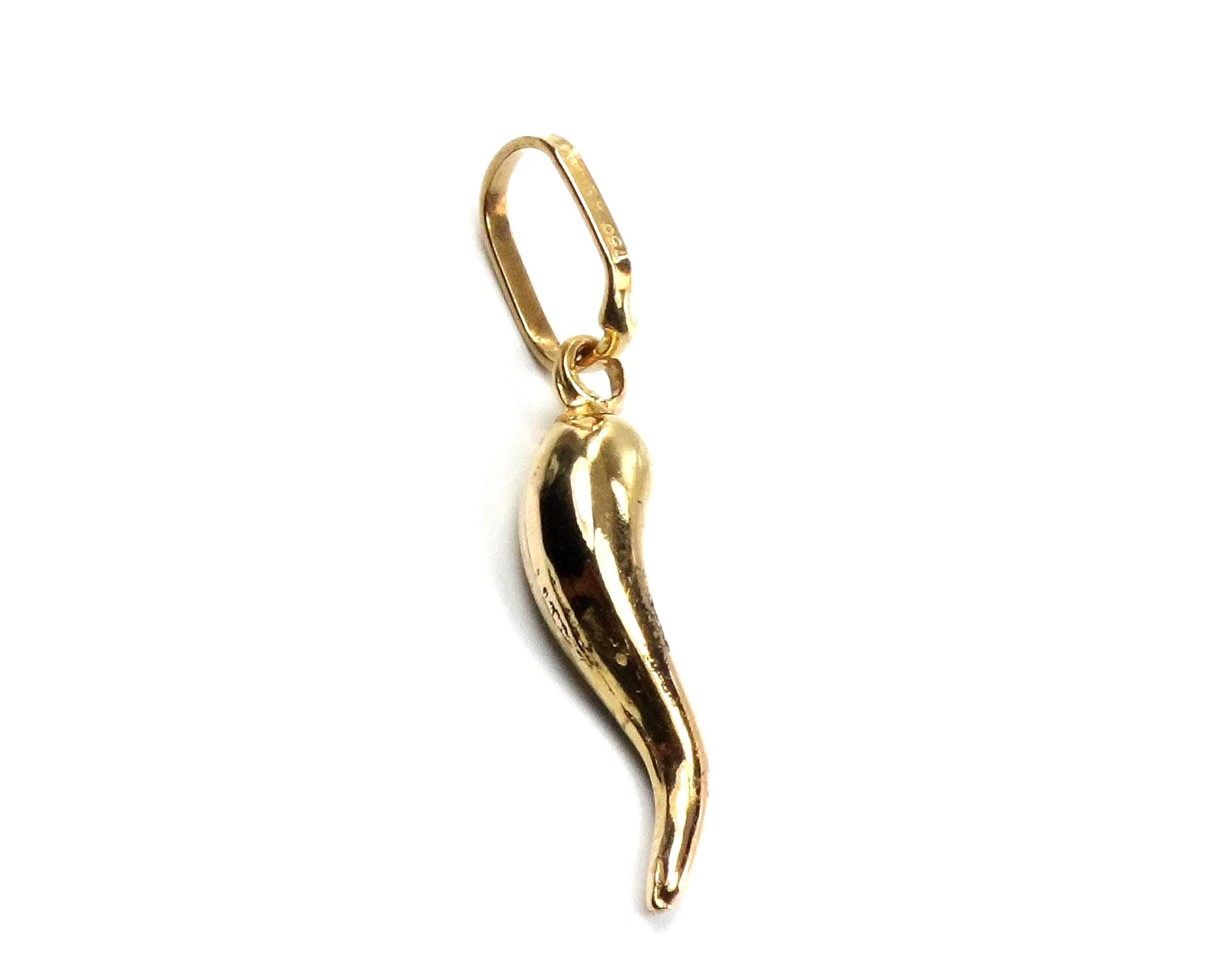 Vintage 18k Yellow Gold Italian Horn: Good Luck Charm Cornicello Pendant-BelmarJewelers