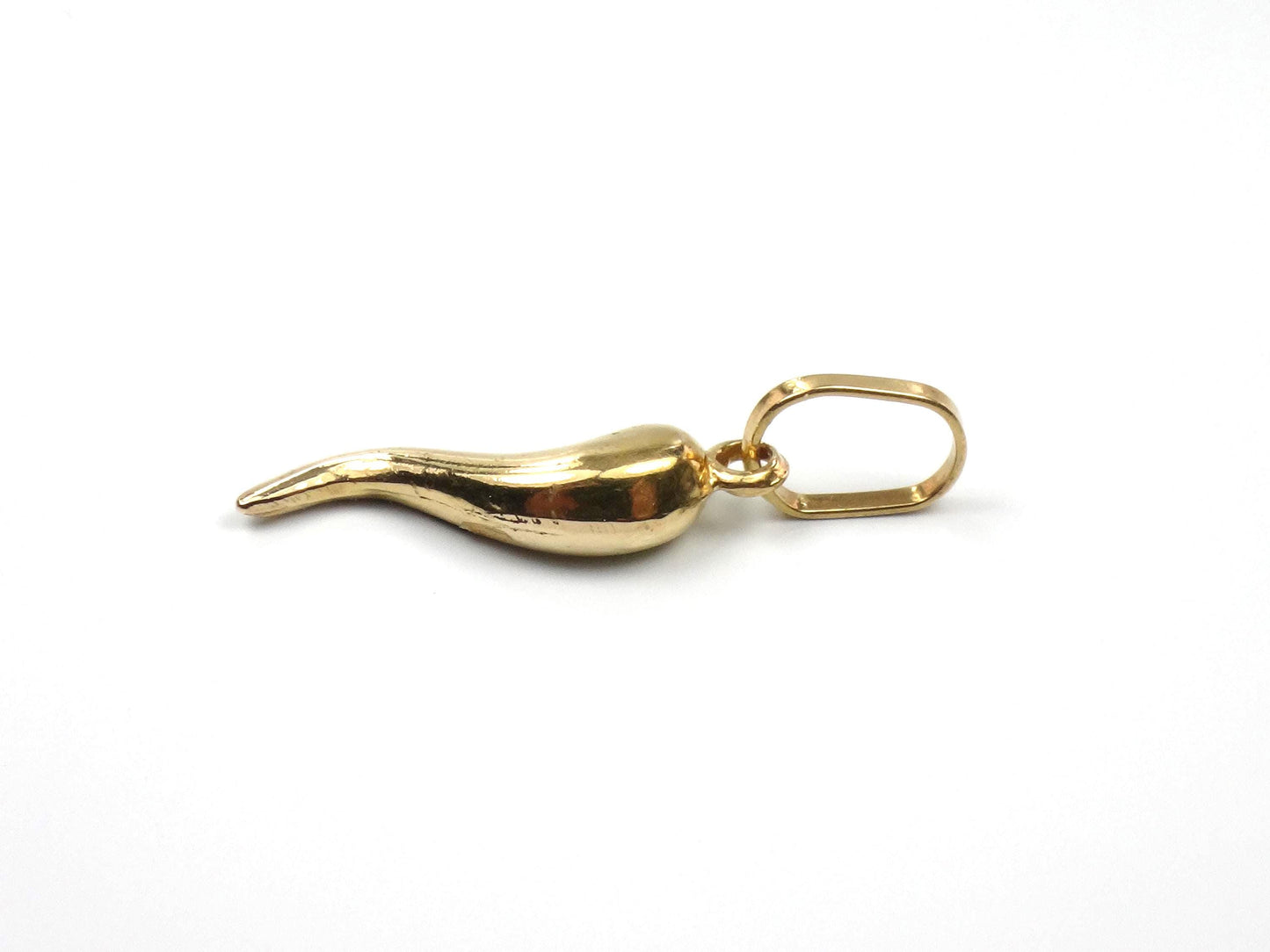 Vintage 18k Yellow Gold Italian Horn: Good Luck Charm Cornicello Pendant-BelmarJewelers
