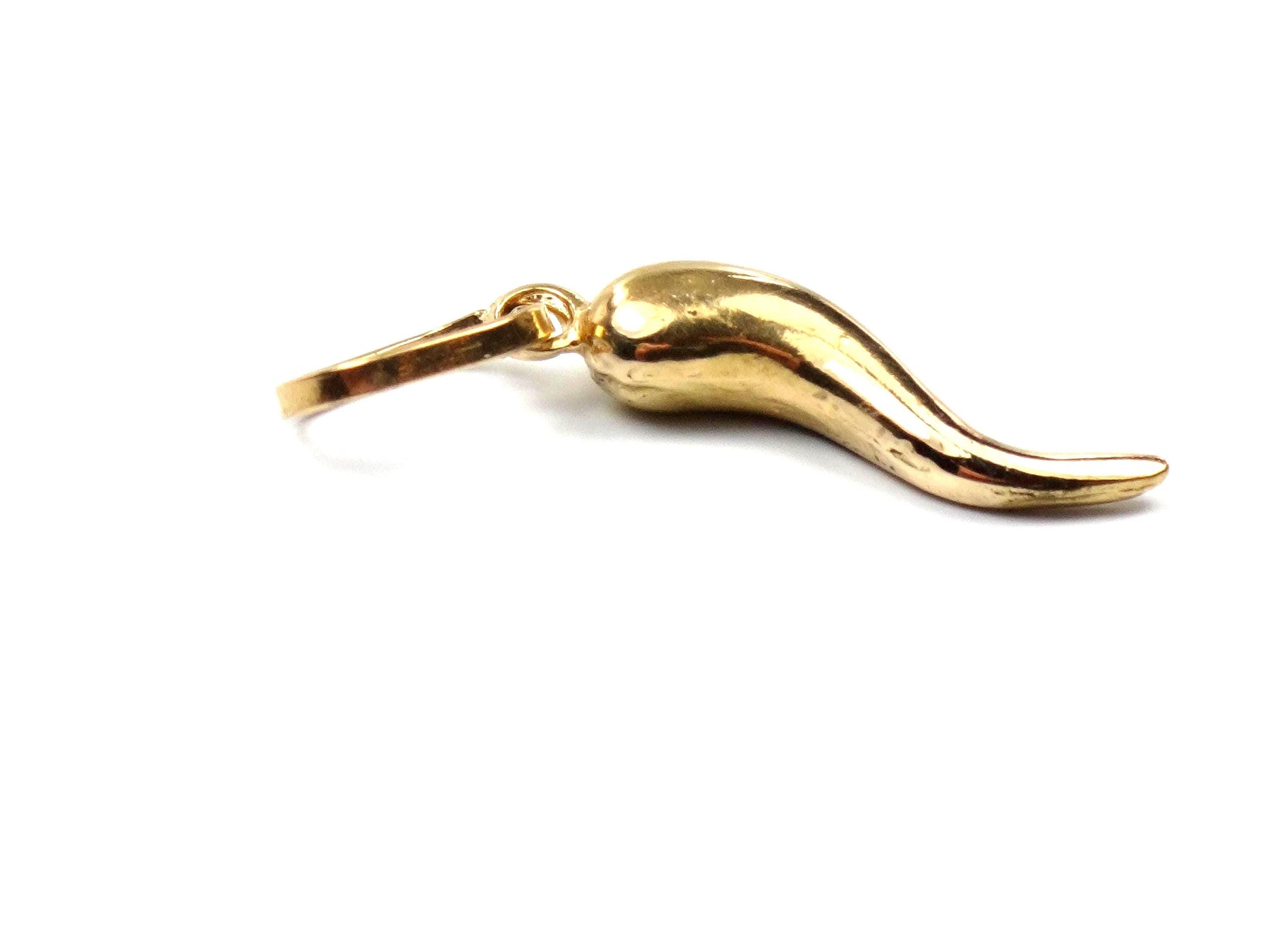 Vintage 18k Yellow Gold Italian Horn: Good Luck Charm Cornicello Pendant-BelmarJewelers