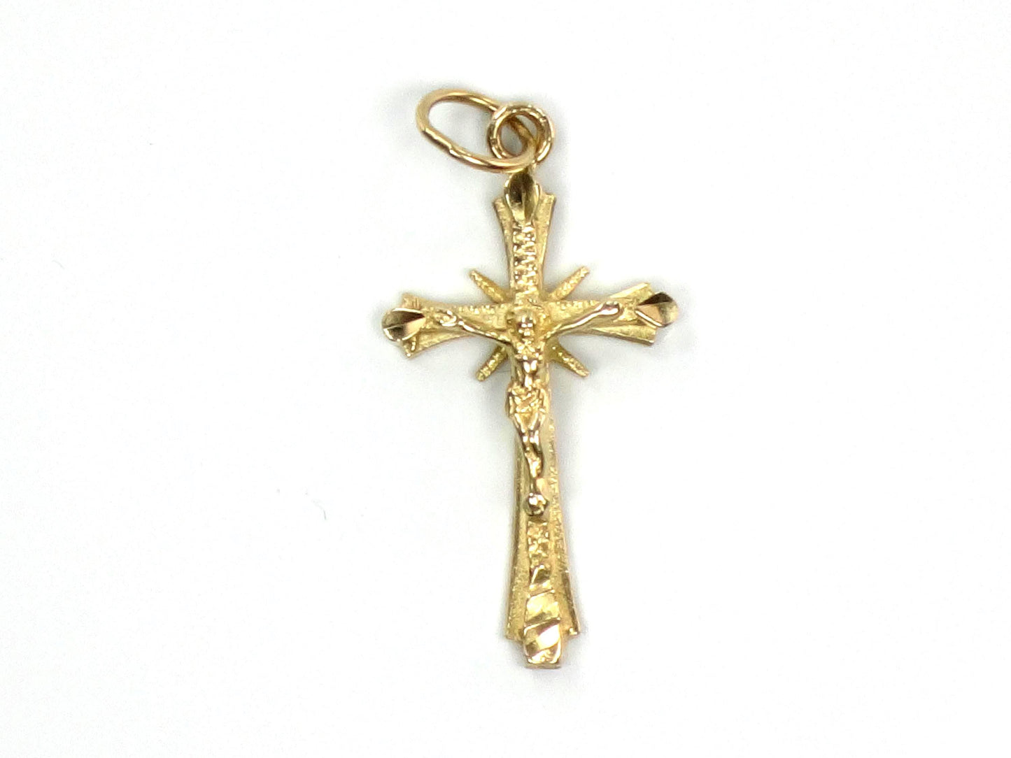 Vintage Small 14k Yellow Gold Crucifix Cross Pendant-BelmarJewelers