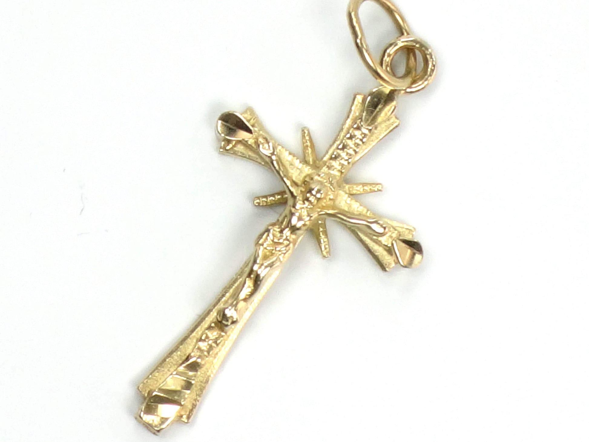 Vintage Small 14k Yellow Gold Crucifix Cross Pendant-BelmarJewelers