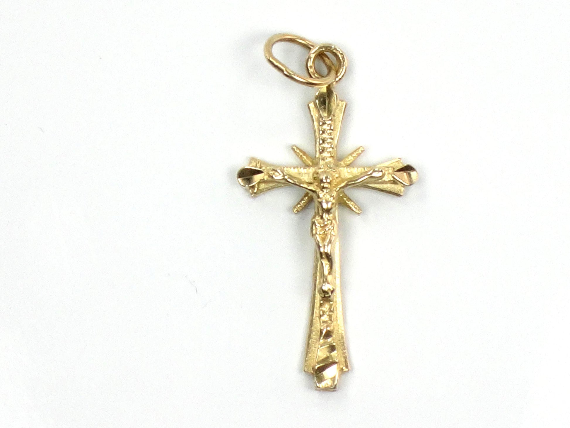 Vintage Small 14k Yellow Gold Crucifix Cross Pendant-BelmarJewelers