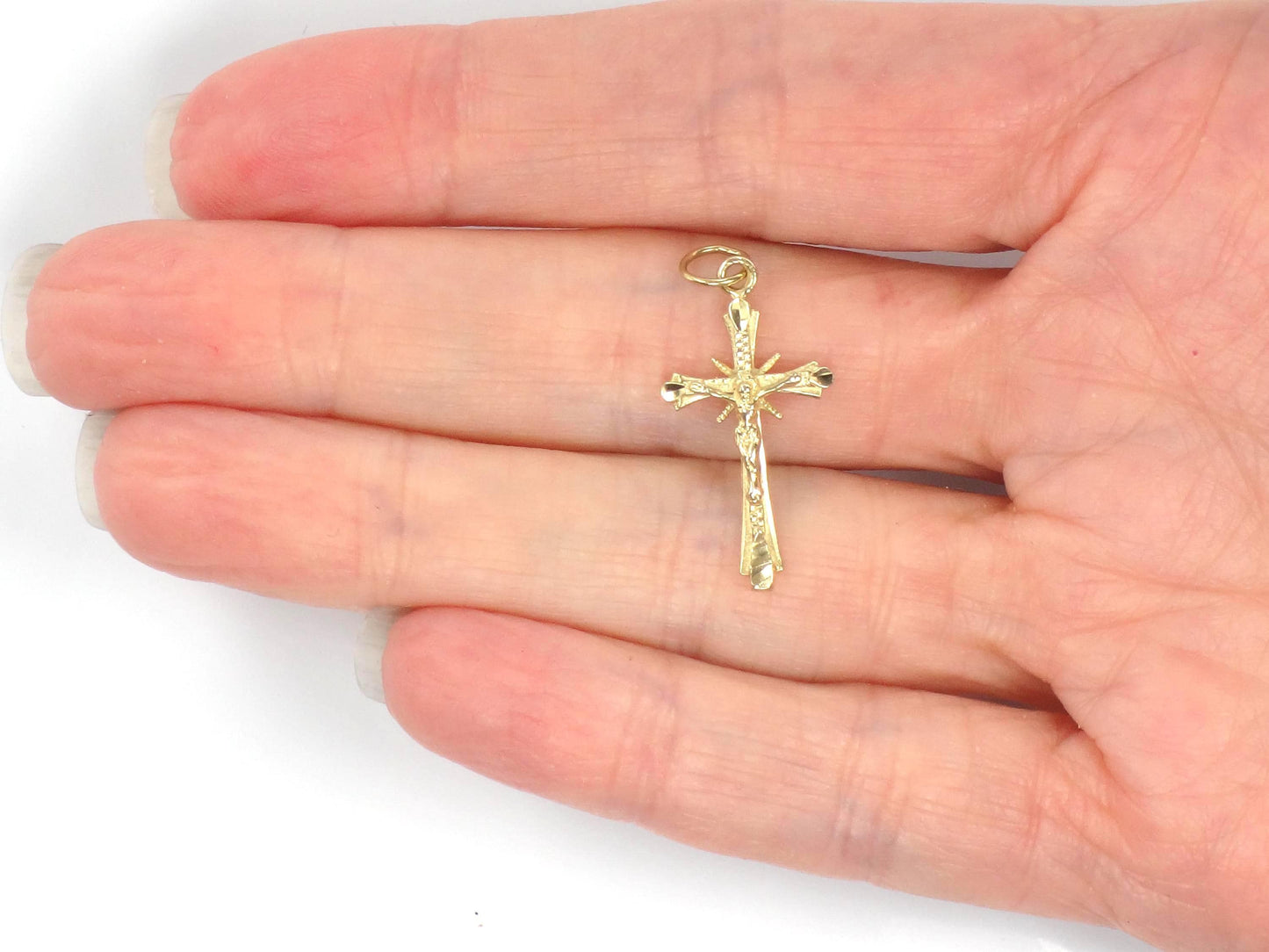 Vintage Small 14k Yellow Gold Crucifix Cross Pendant-BelmarJewelers