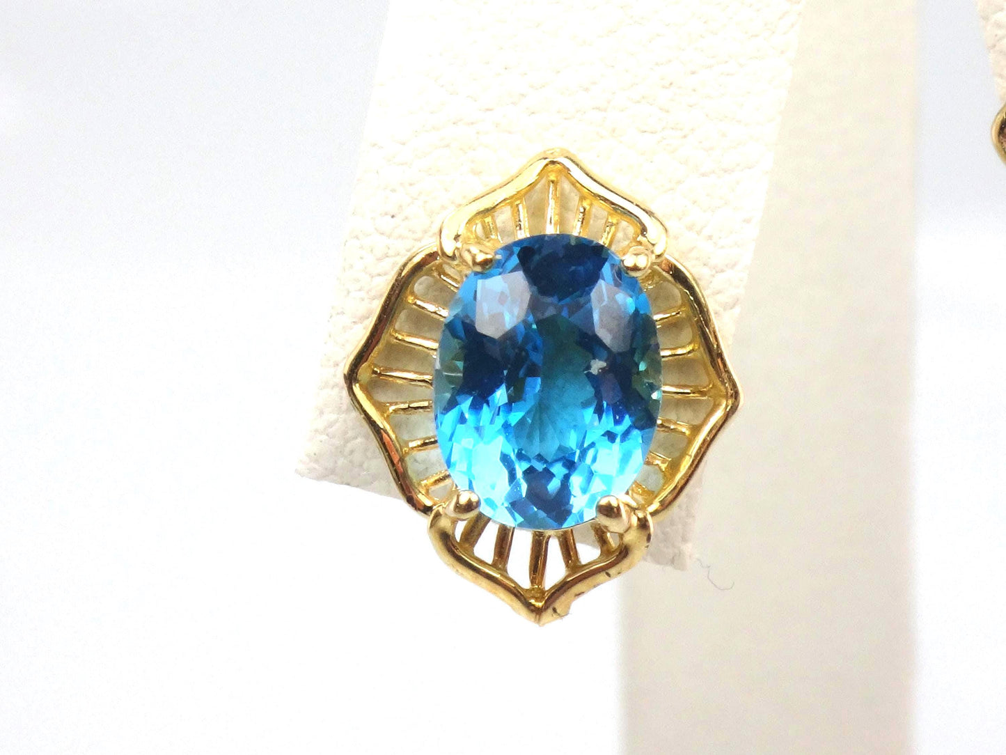 Vintage 14k Gold Blue Topaz Stud Earrings: December Birthstone-BelmarJewelers
