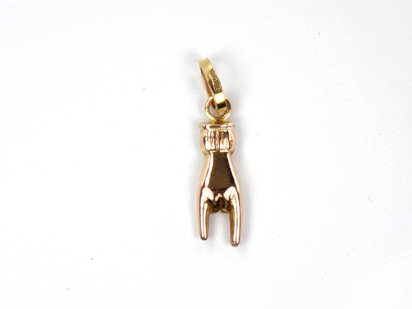 Vintage Yellow Gold Italian Hand Charm, Good Luck Pendant-BelmarJewelers