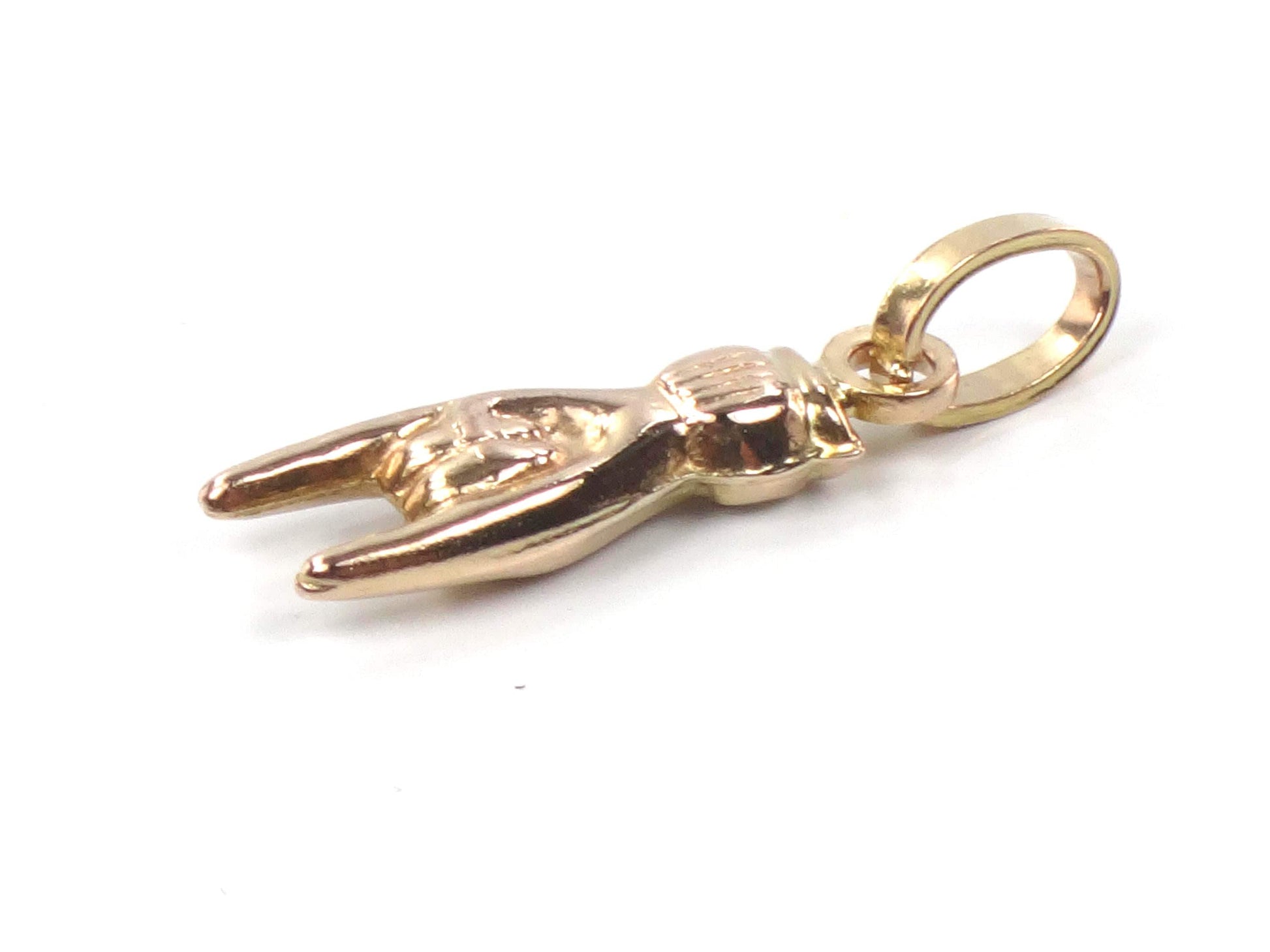 Vintage Yellow Gold Italian Hand Charm, Good Luck Pendant-BelmarJewelers