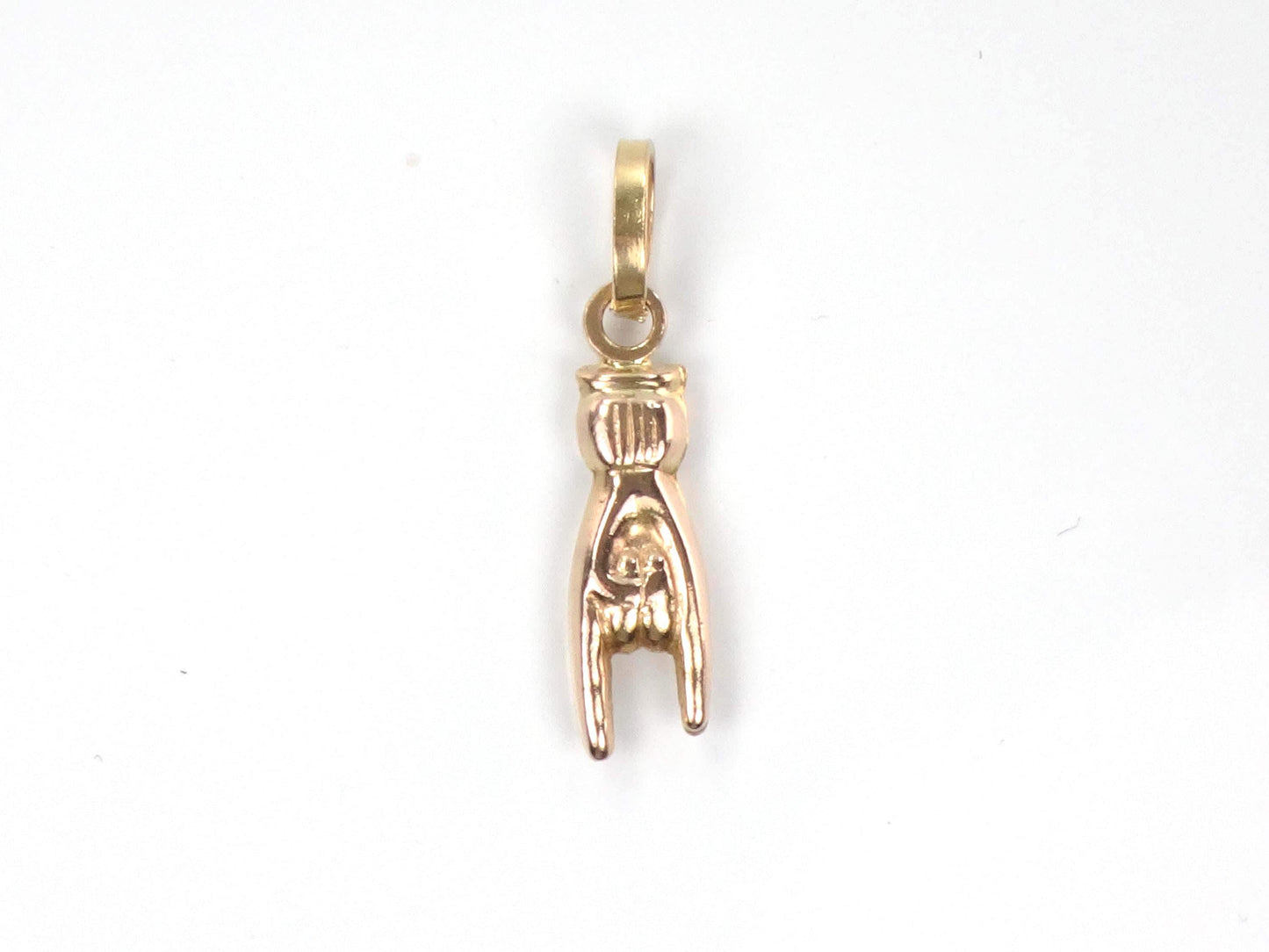Vintage Yellow Gold Italian Hand Charm, Good Luck Pendant-BelmarJewelers