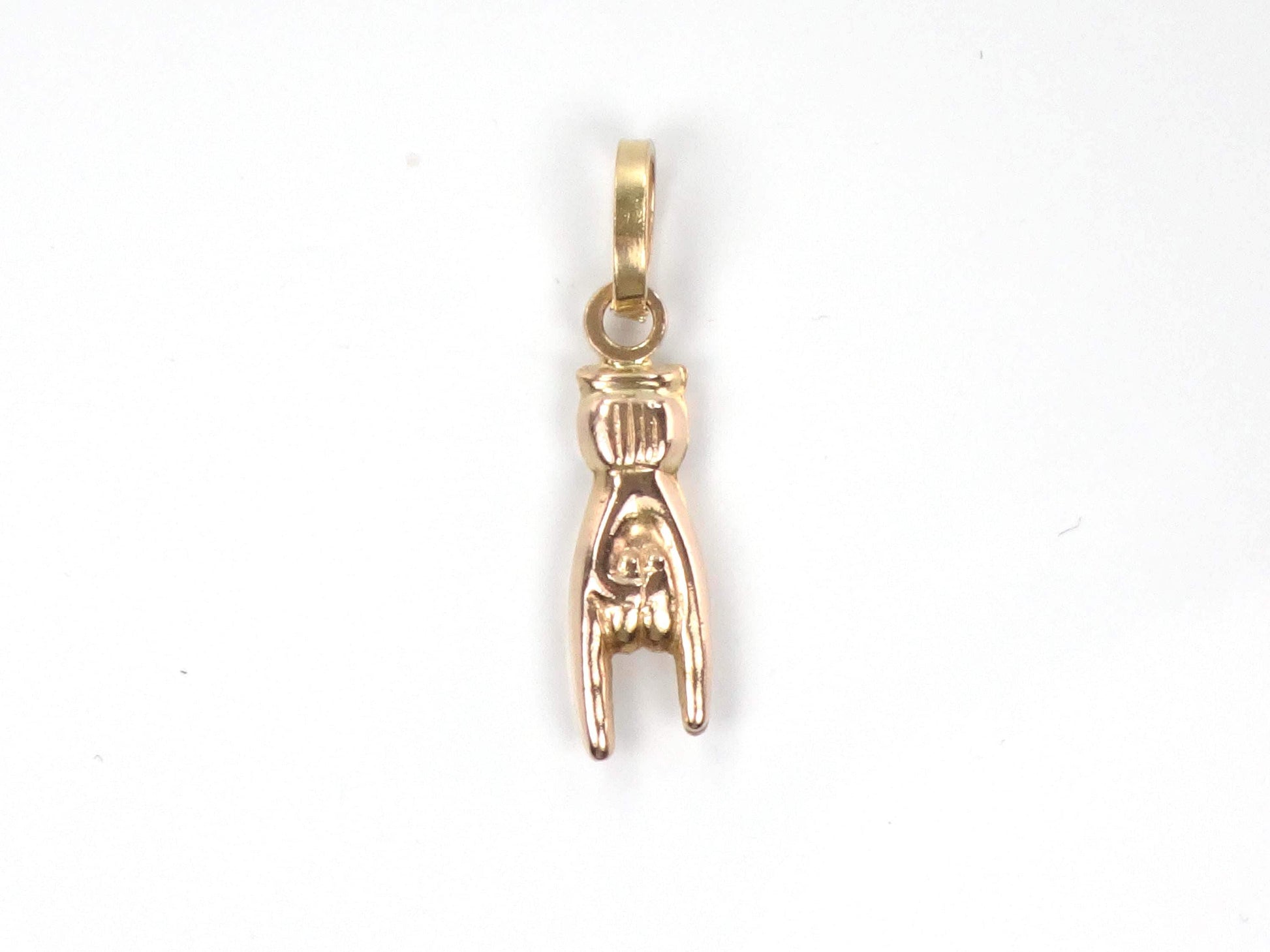 Vintage Yellow Gold Italian Hand Charm, Good Luck Pendant-BelmarJewelers