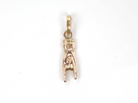 Vintage Yellow Gold Italian Hand Charm, Good Luck Pendant-BelmarJewelers