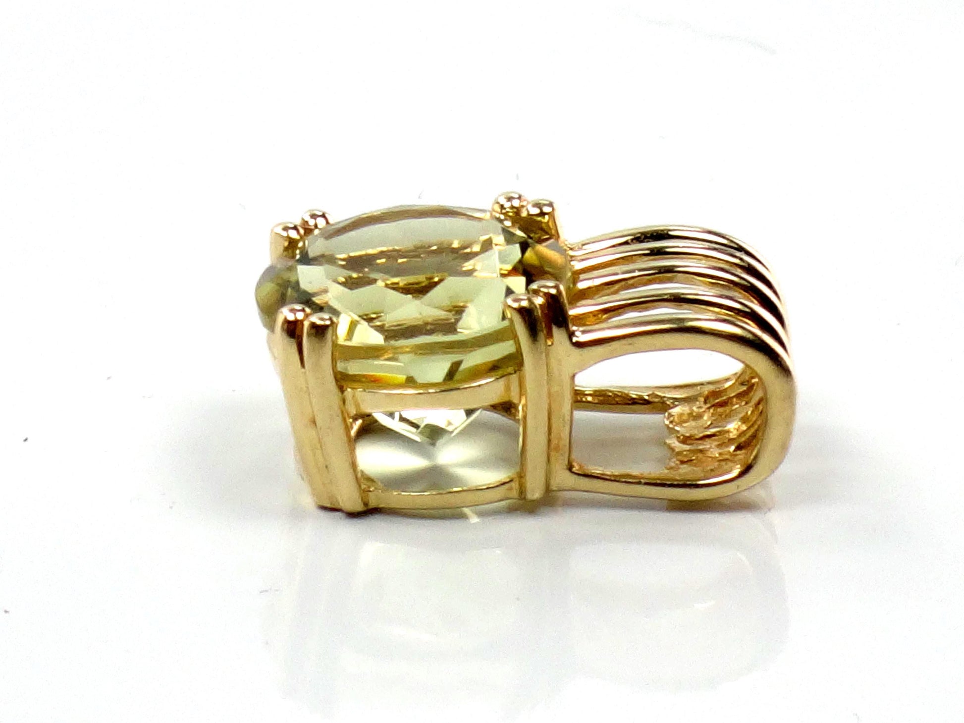 Vintage 14k Yellow Gold Round Natural Citrine Pendant-BelmarJewelers
