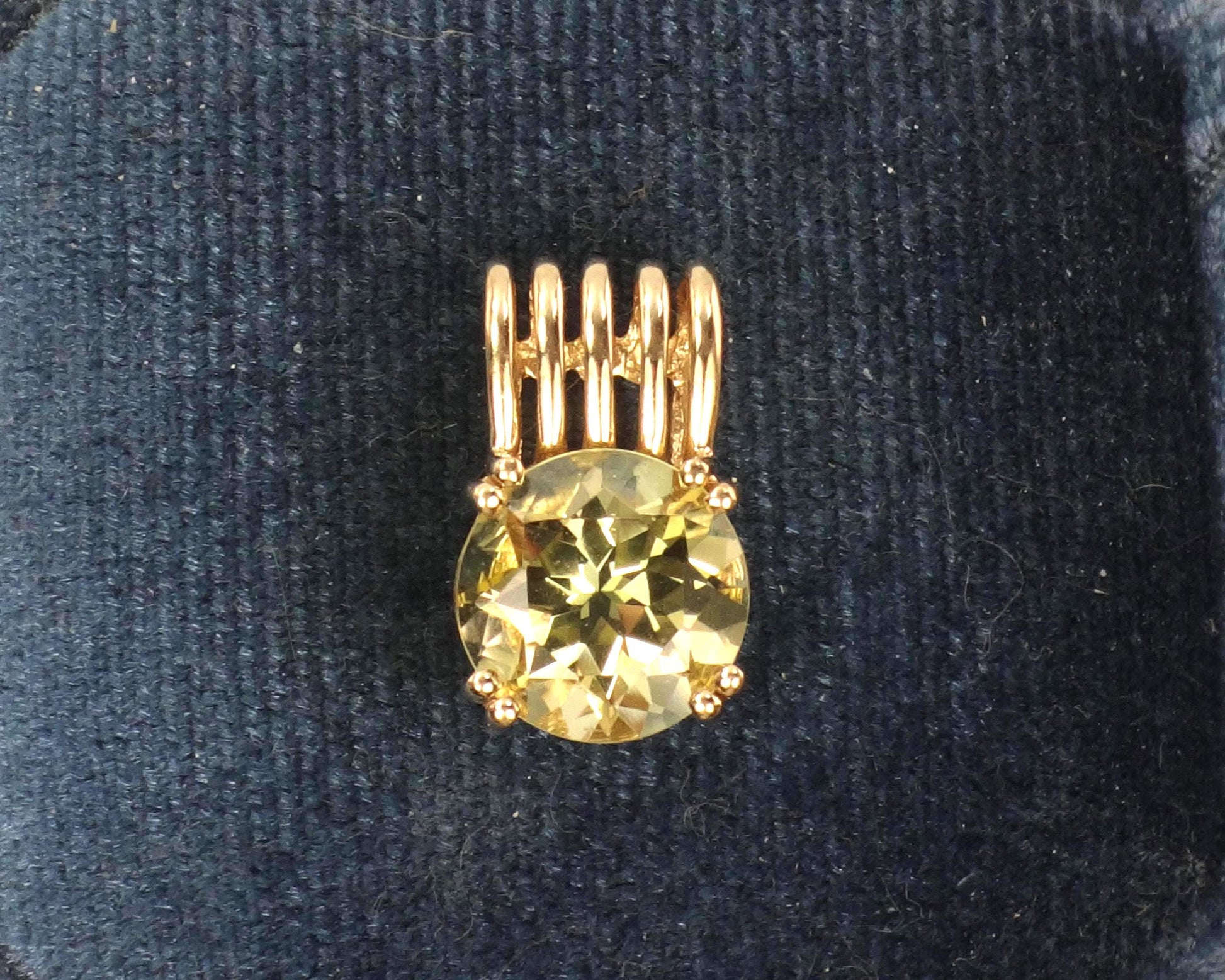 Vintage 14k Yellow Gold Round Natural Citrine Pendant-BelmarJewelers