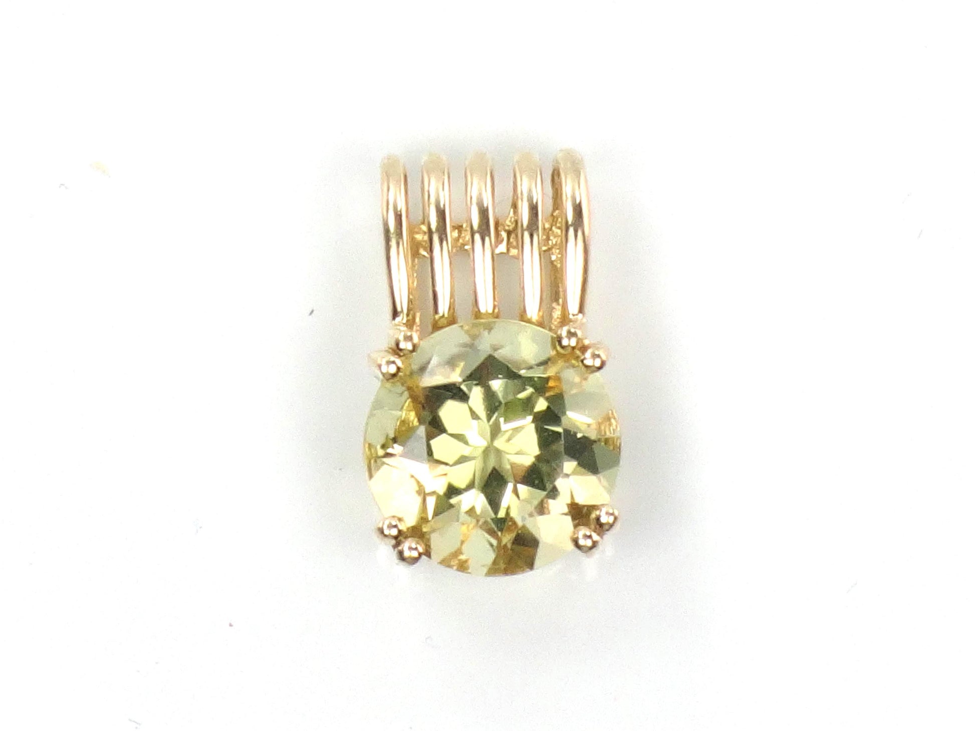 Vintage 14k Yellow Gold Round Natural Citrine Pendant-BelmarJewelers