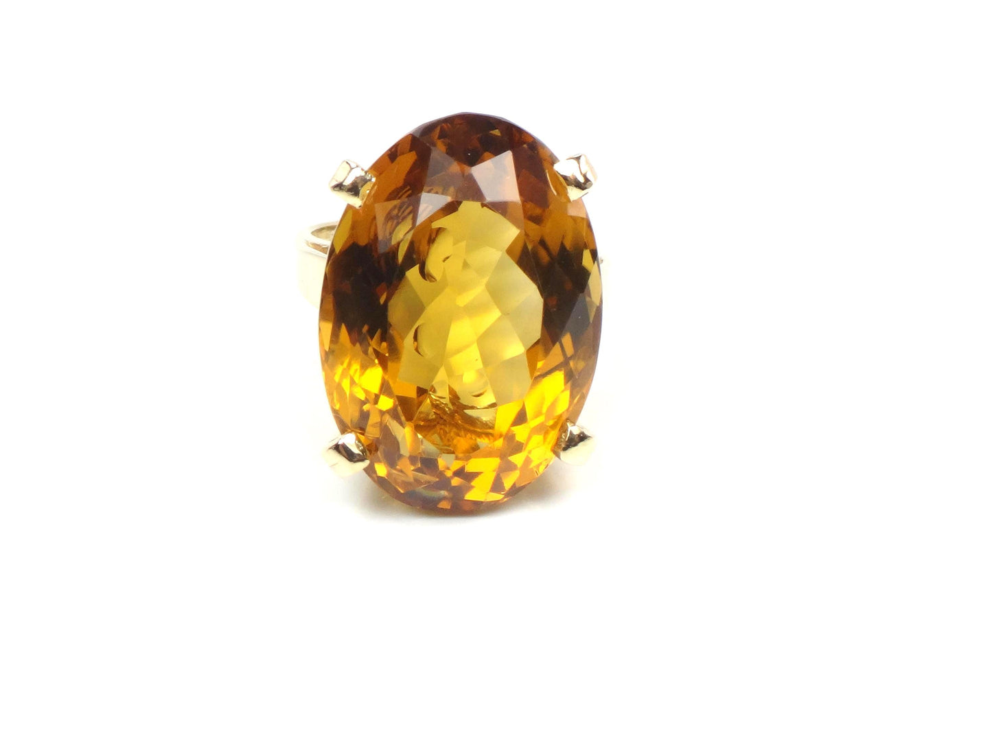 Vintage 14k Yellow Gold Oval Cut Citrine Cocktail Ring: November Birthstone, Size 6-BelmarJewelers
