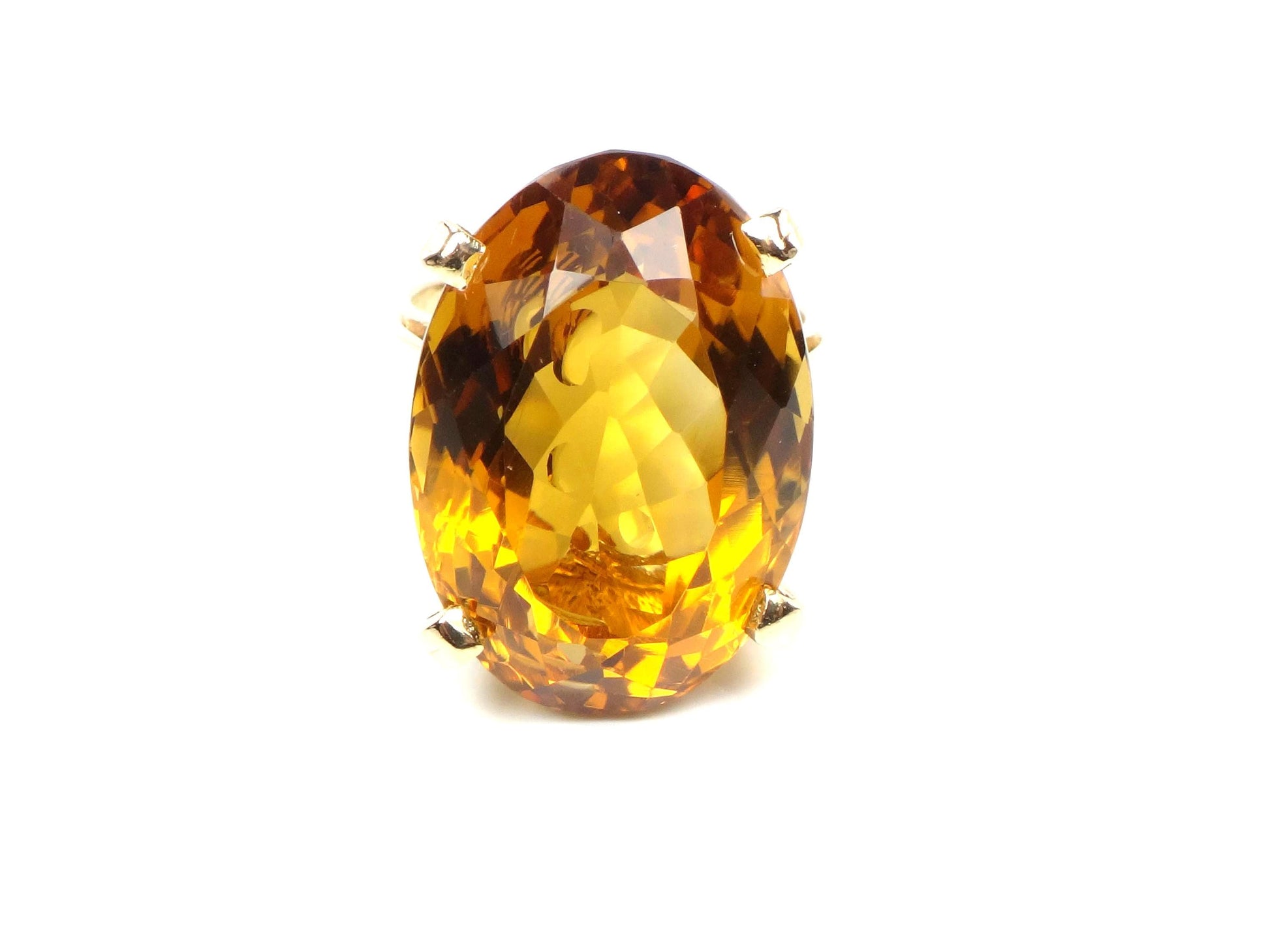 Vintage 14k Yellow Gold Oval Cut Citrine Cocktail Ring: November Birthstone, Size 6-BelmarJewelers