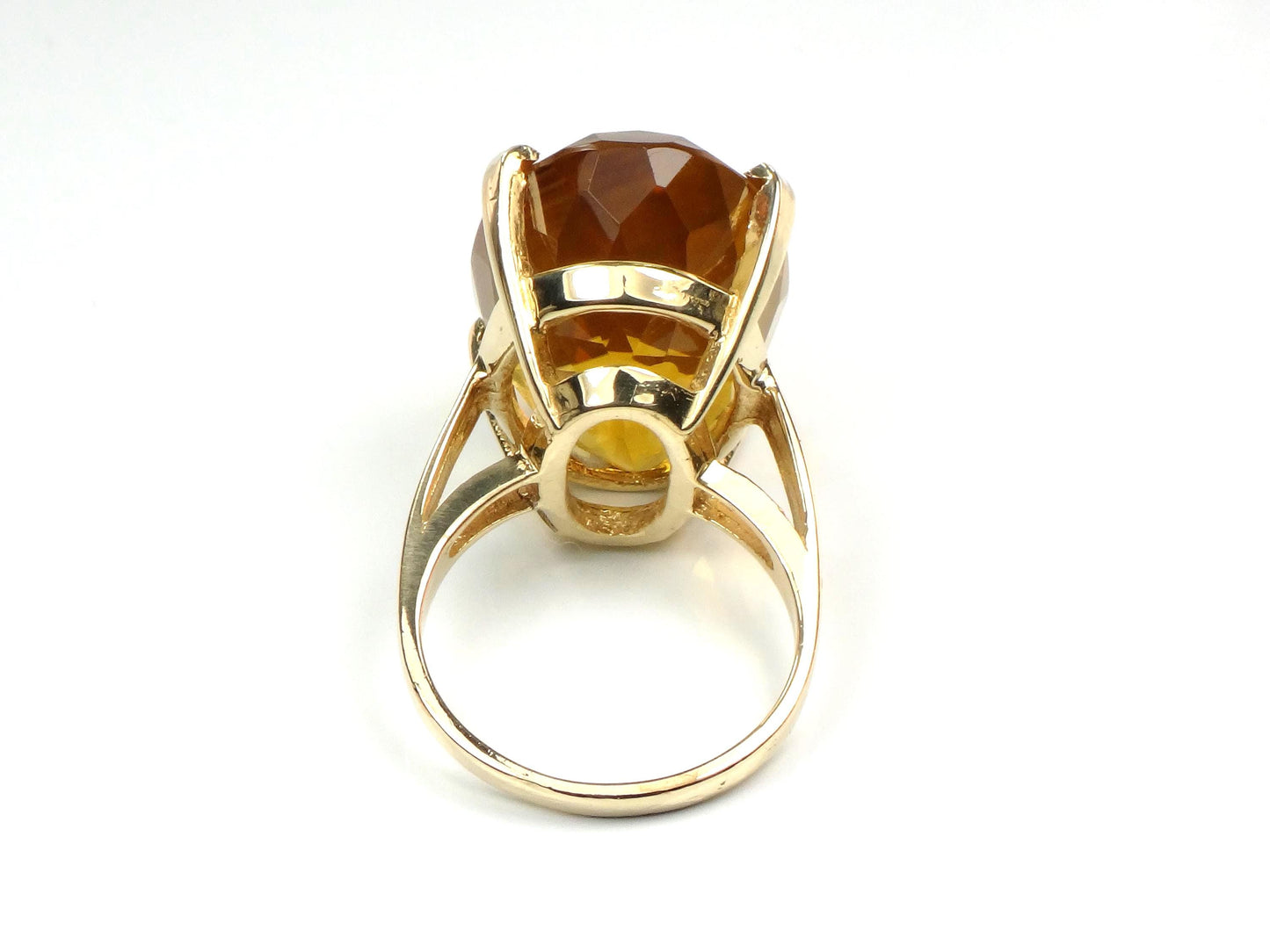 Vintage 14k Yellow Gold Oval Cut Citrine Cocktail Ring: November Birthstone, Size 6-BelmarJewelers
