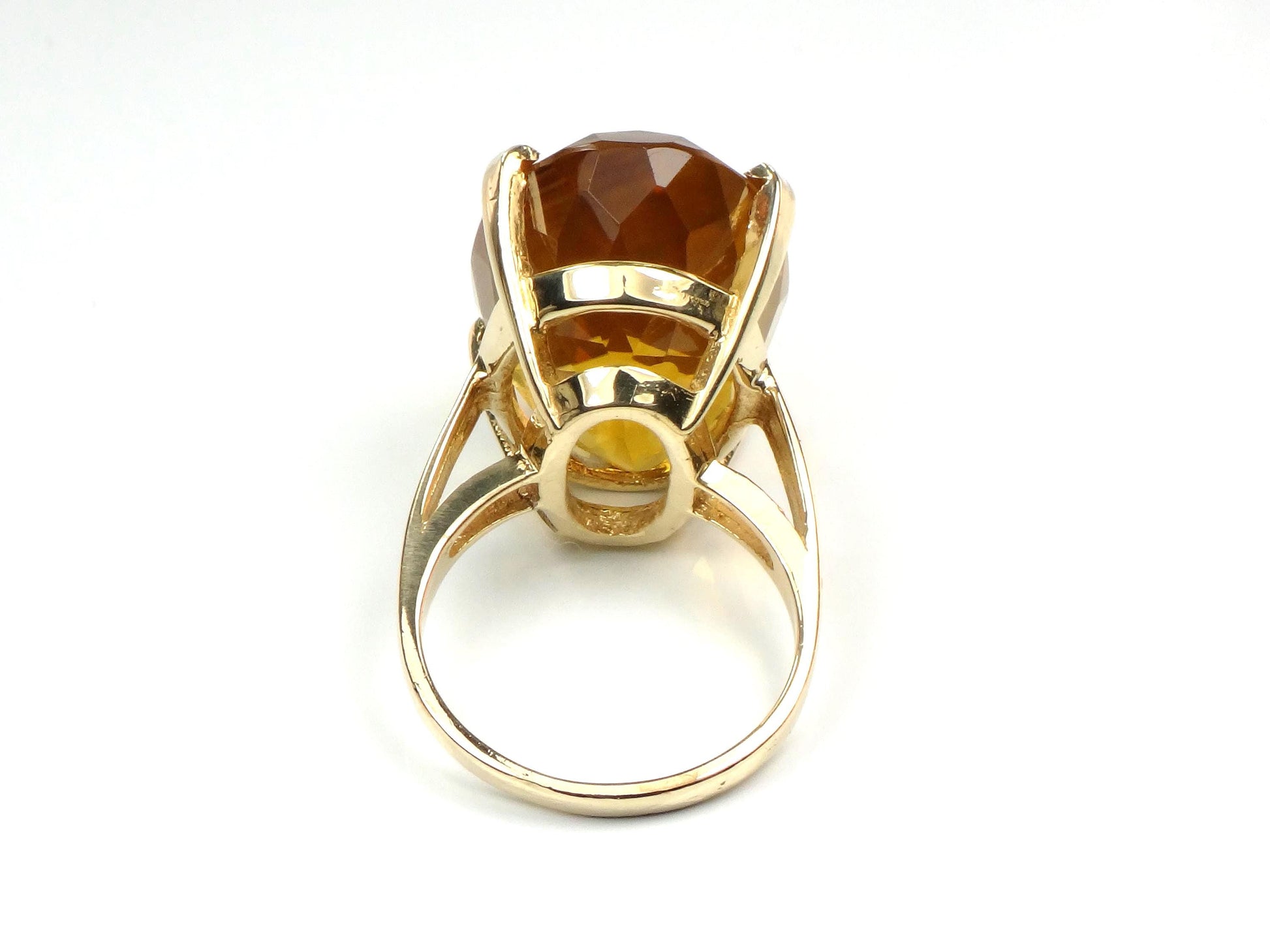 Vintage 14k Yellow Gold Oval Cut Citrine Cocktail Ring: November Birthstone, Size 6-BelmarJewelers