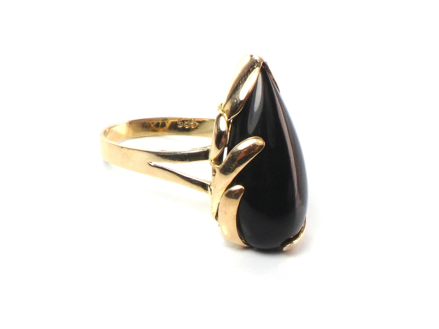 Vintage 14k Yellow Gold Black Onyx Ring, Size 6.75-BelmarJewelers