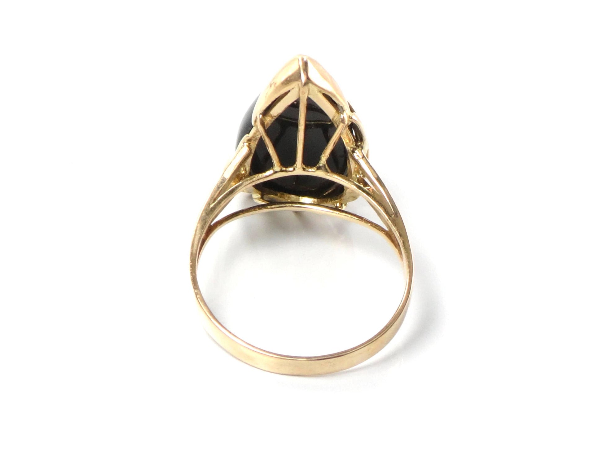 Vintage 14k Yellow Gold Black Onyx Ring, Size 6.75-BelmarJewelers