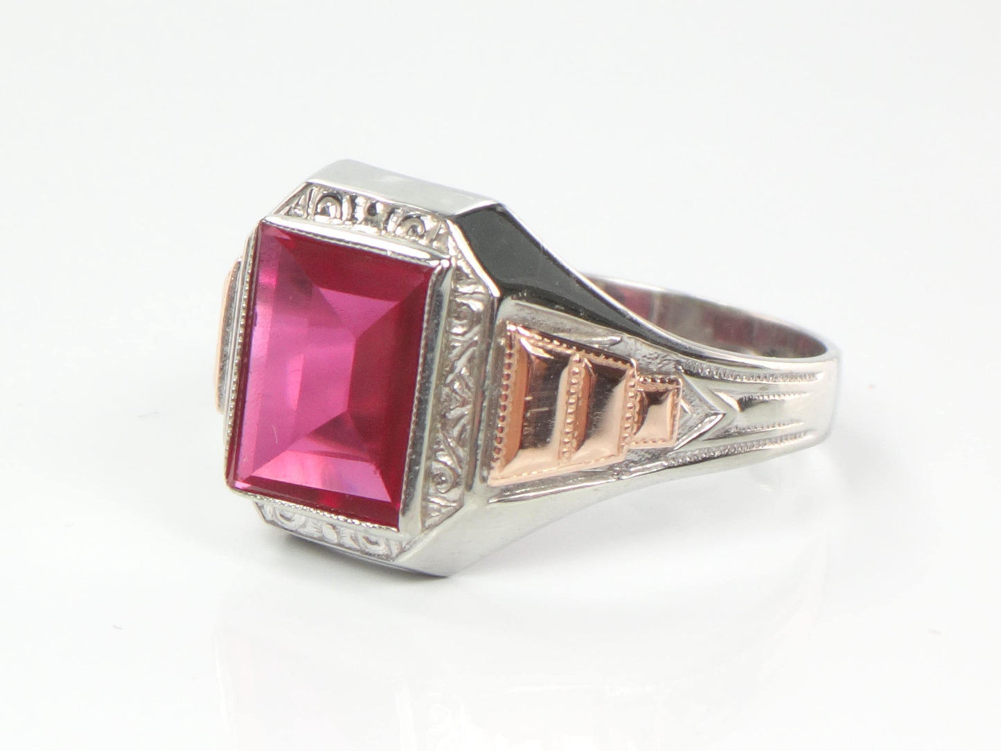 Vintage Art Deco 10k Gold Ruby Ring - Ostby Barton Size 11-BelmarJewelers